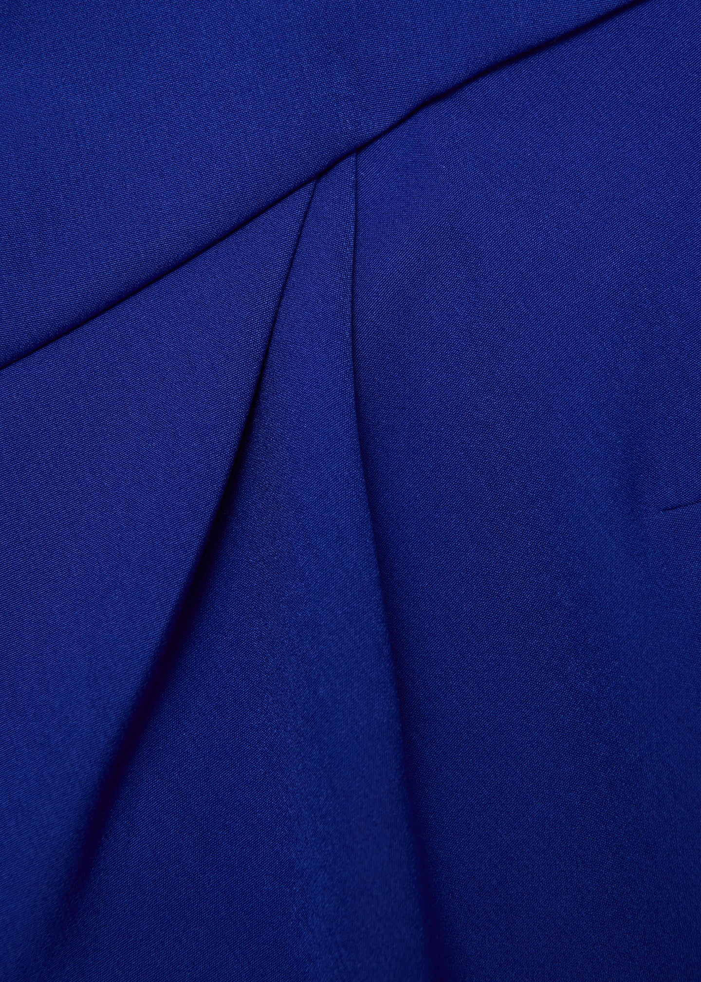 A close up of the fabric for the Asymmetric Twist Drape Midi Dress in Blue
