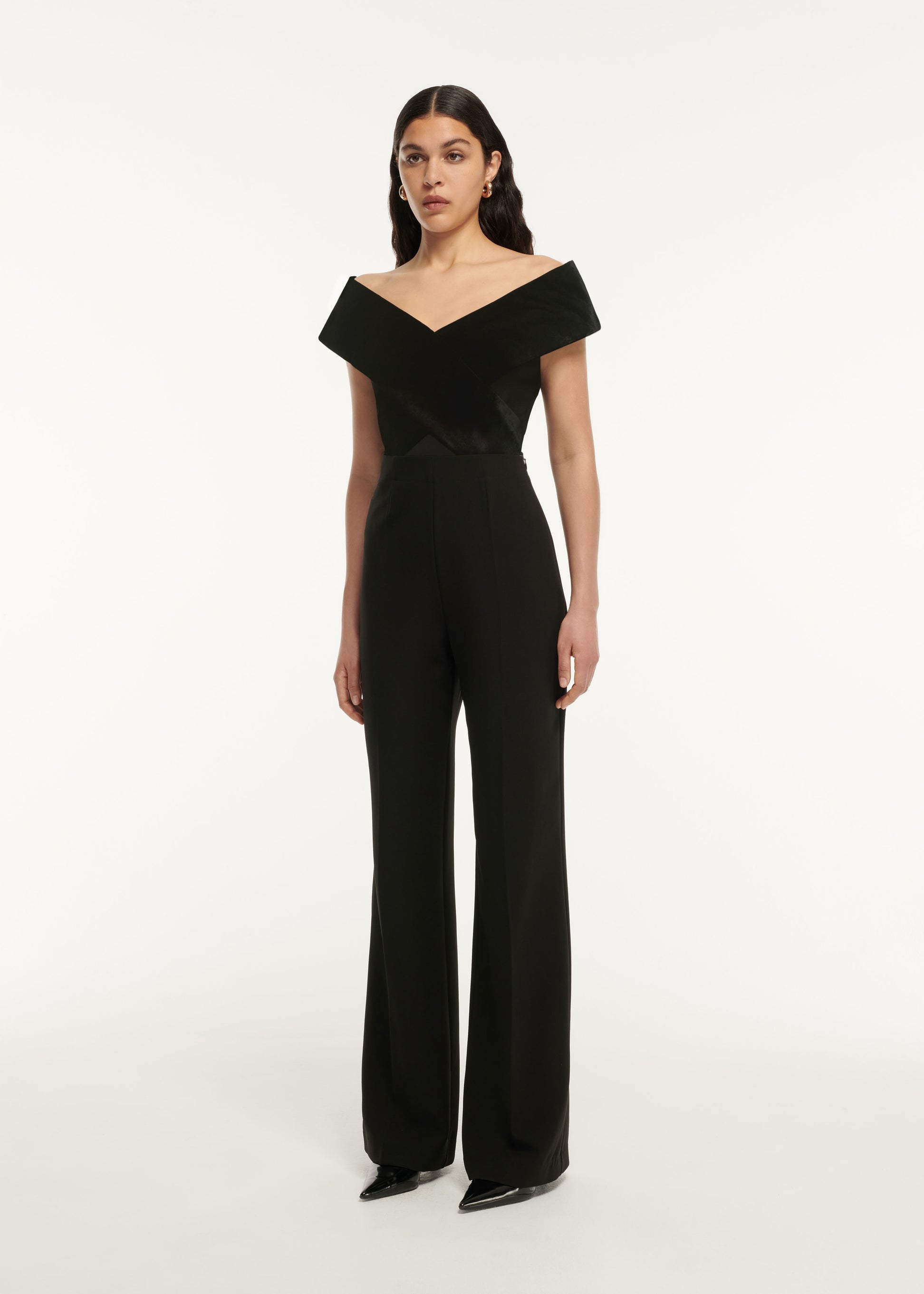 Off Shoulder Stretch Cady Velvet Top