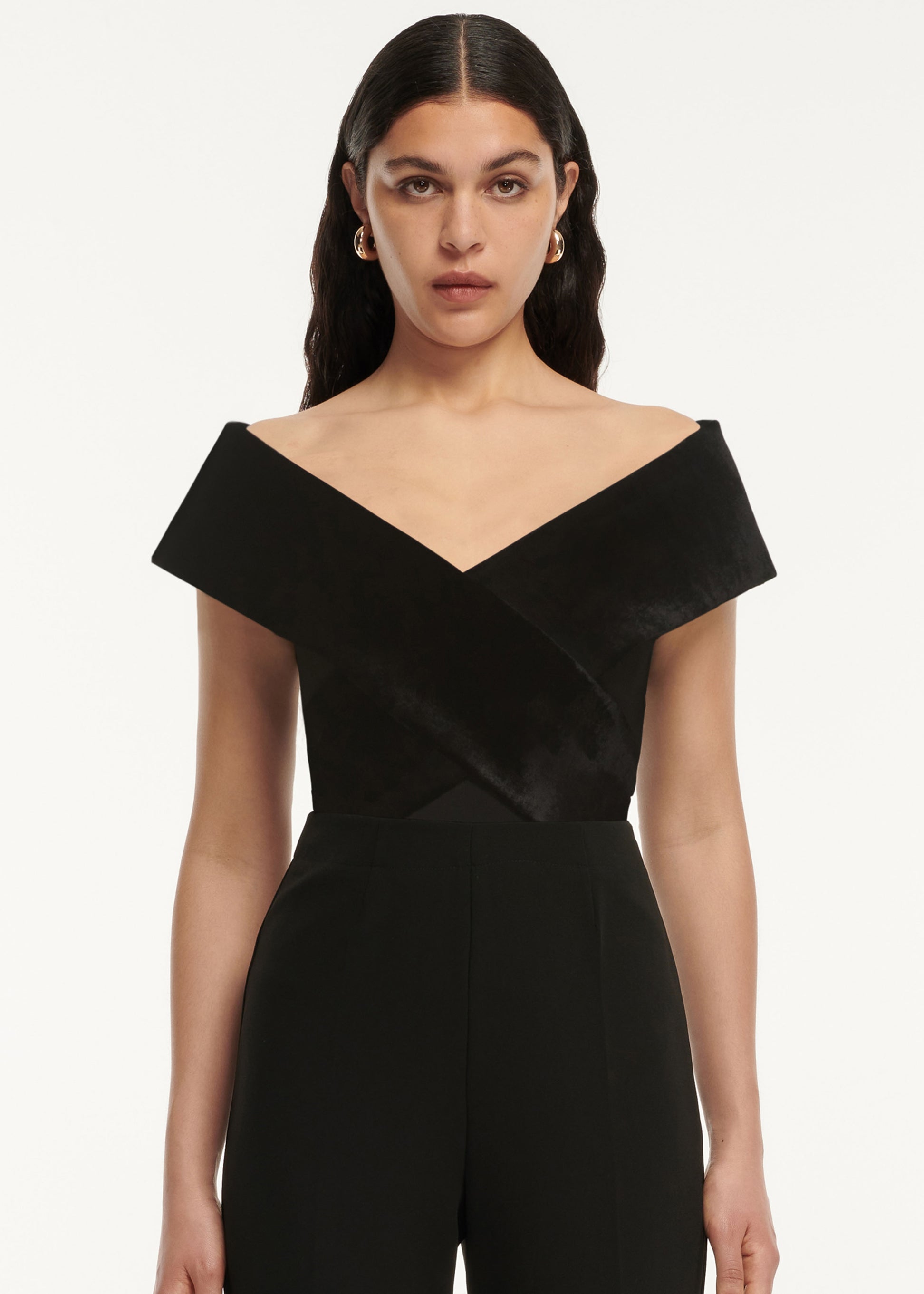 Off Shoulder Stretch Cady Velvet Top