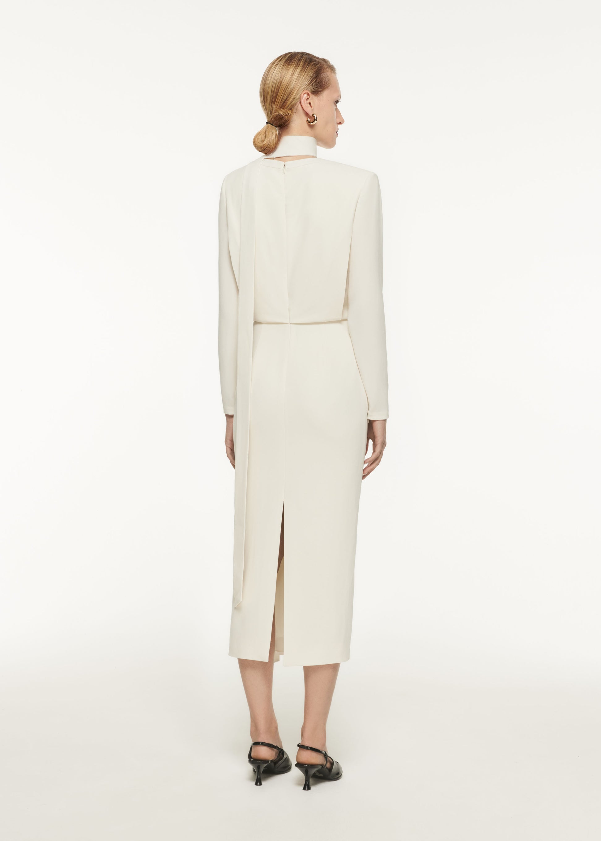 Long Sleeve Blouson Detail Midi Dress