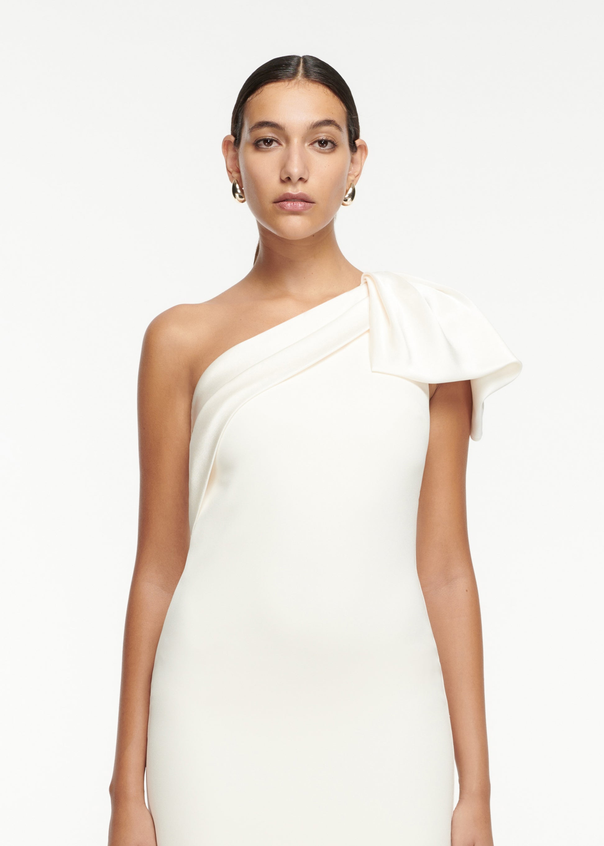 Asymmetric Satin Crepe Mini Dress