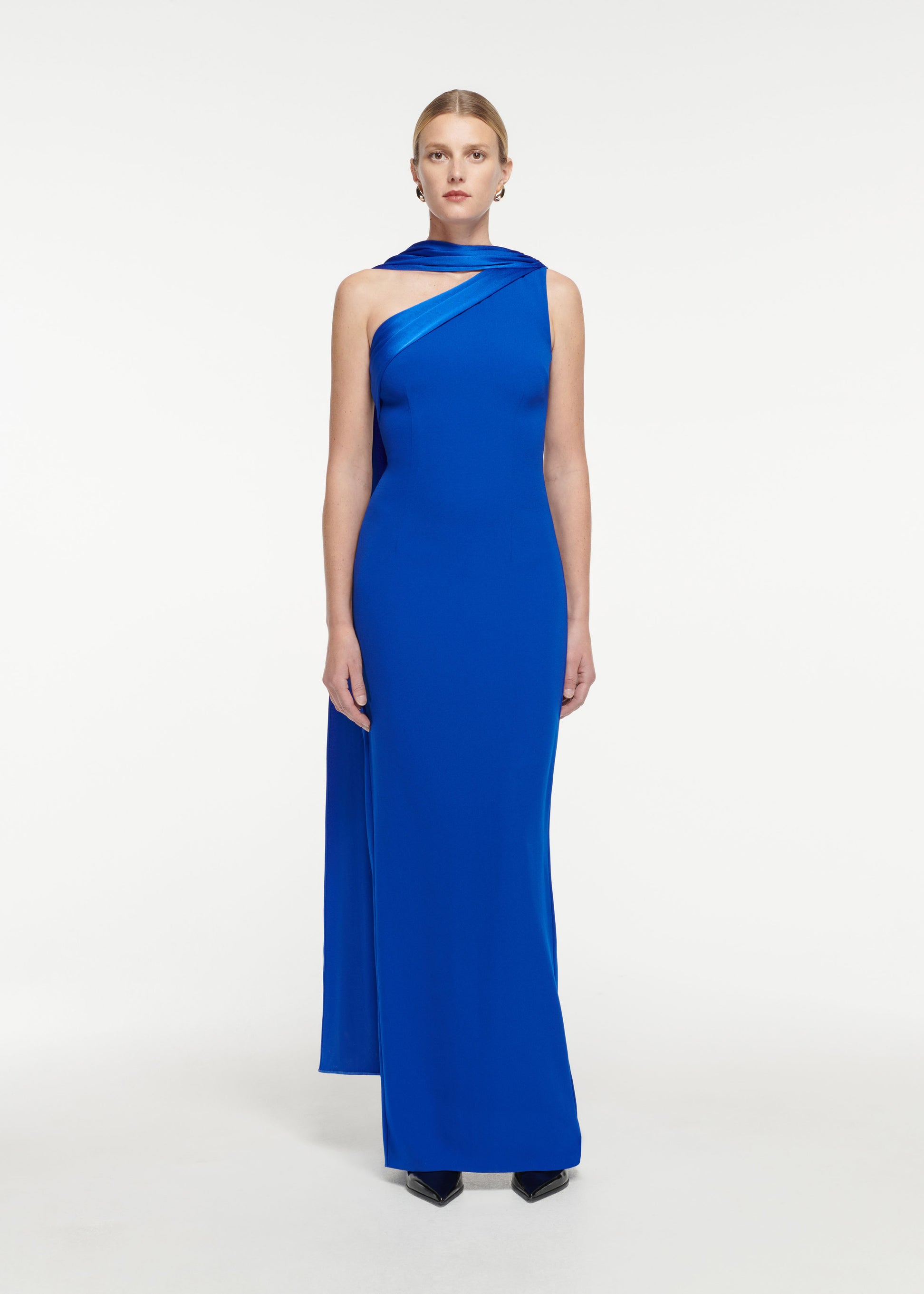 Asymmetric Satin Crepe Gown
