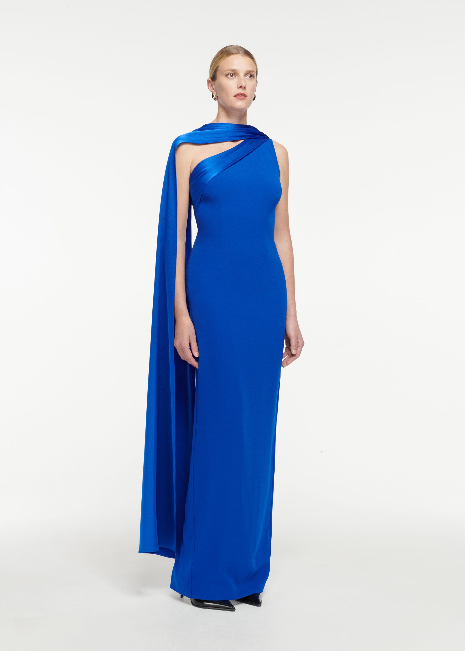Asymmetric Satin Crepe Gown