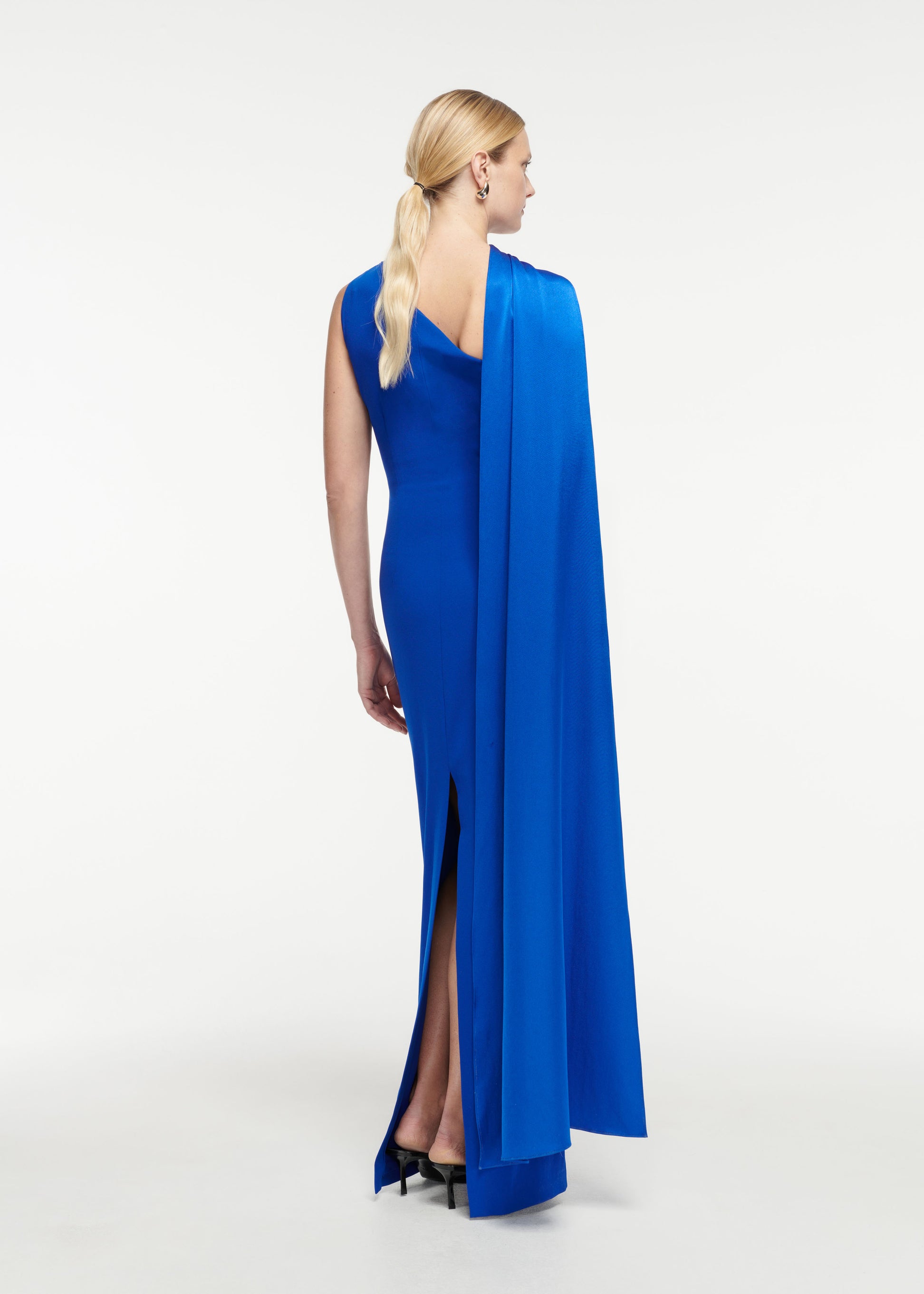 Asymmetric Satin Crepe Gown