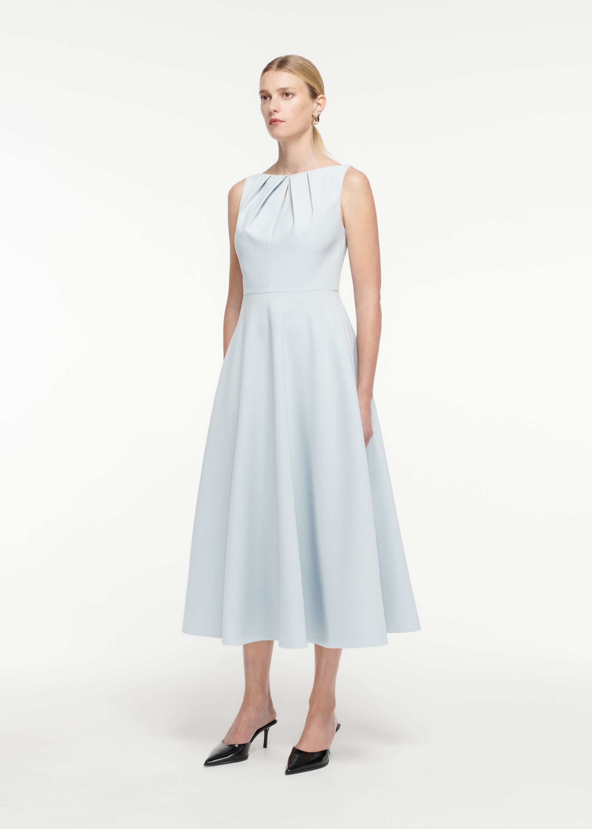 Drape Crepe Midi Dress