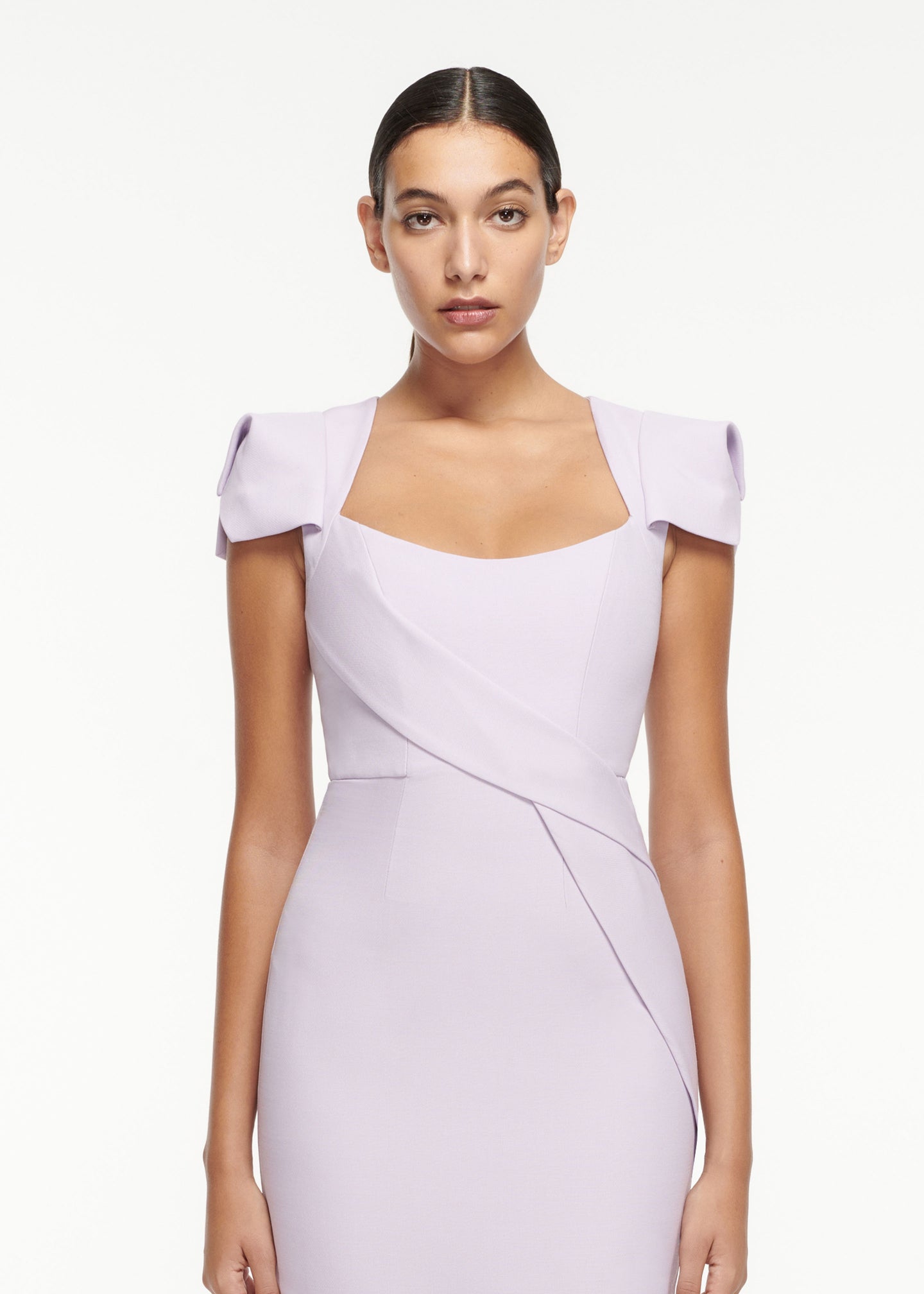 Cap Sleeve Wool Silk Midi Dress