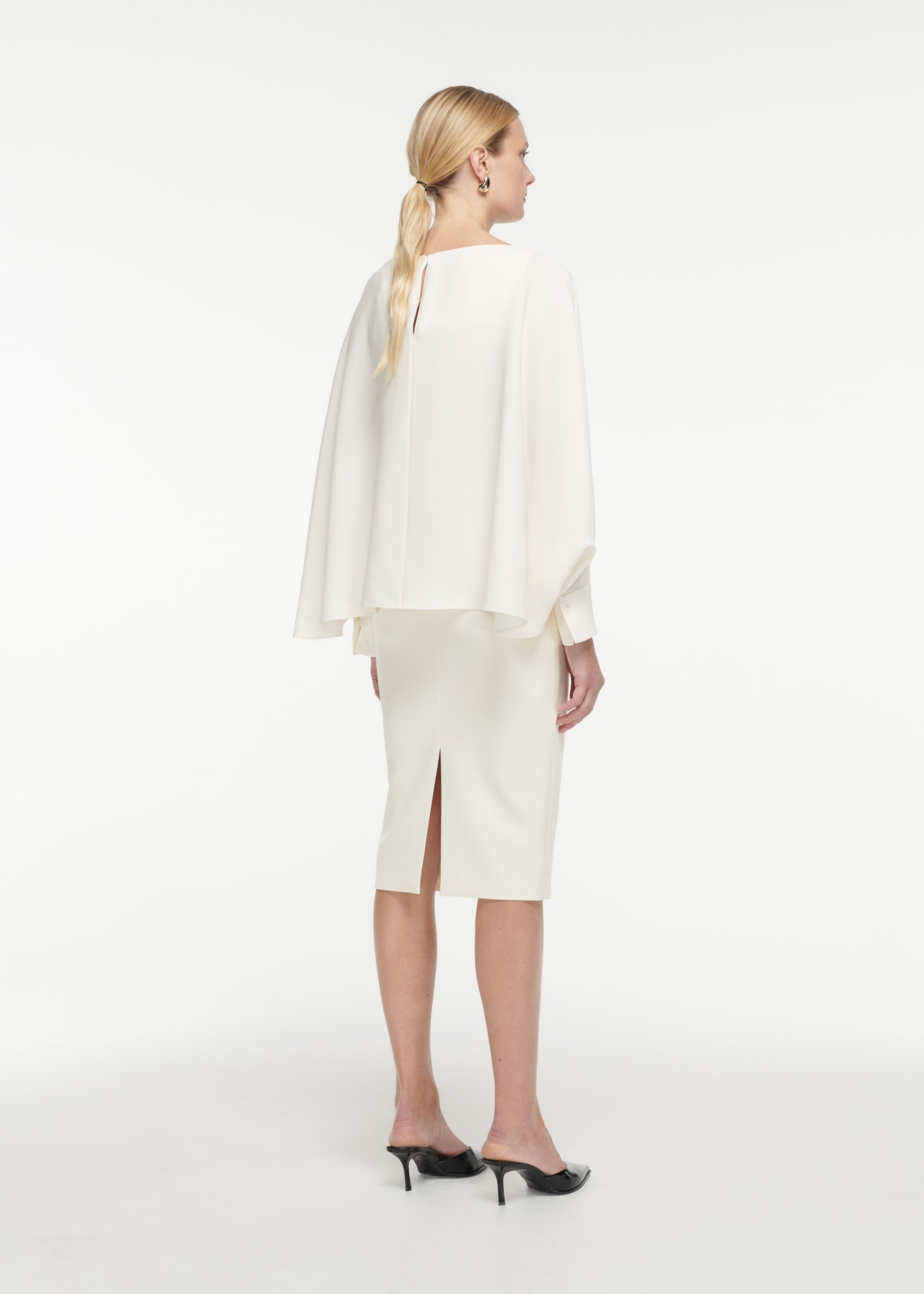 Long Sleeve Satin Crepe Top