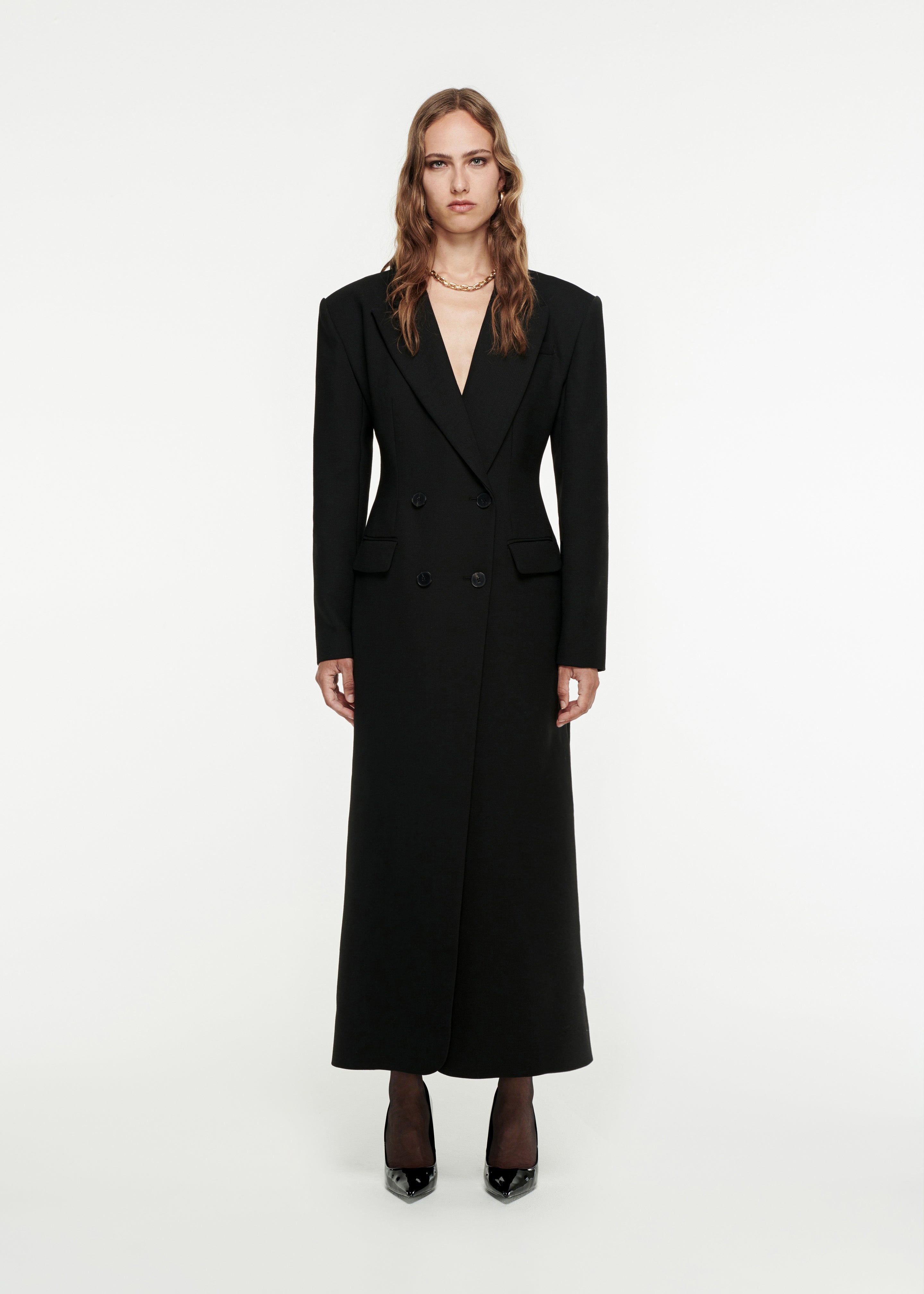 Double-Breasted Wool Coat in Black – Roland Mouret