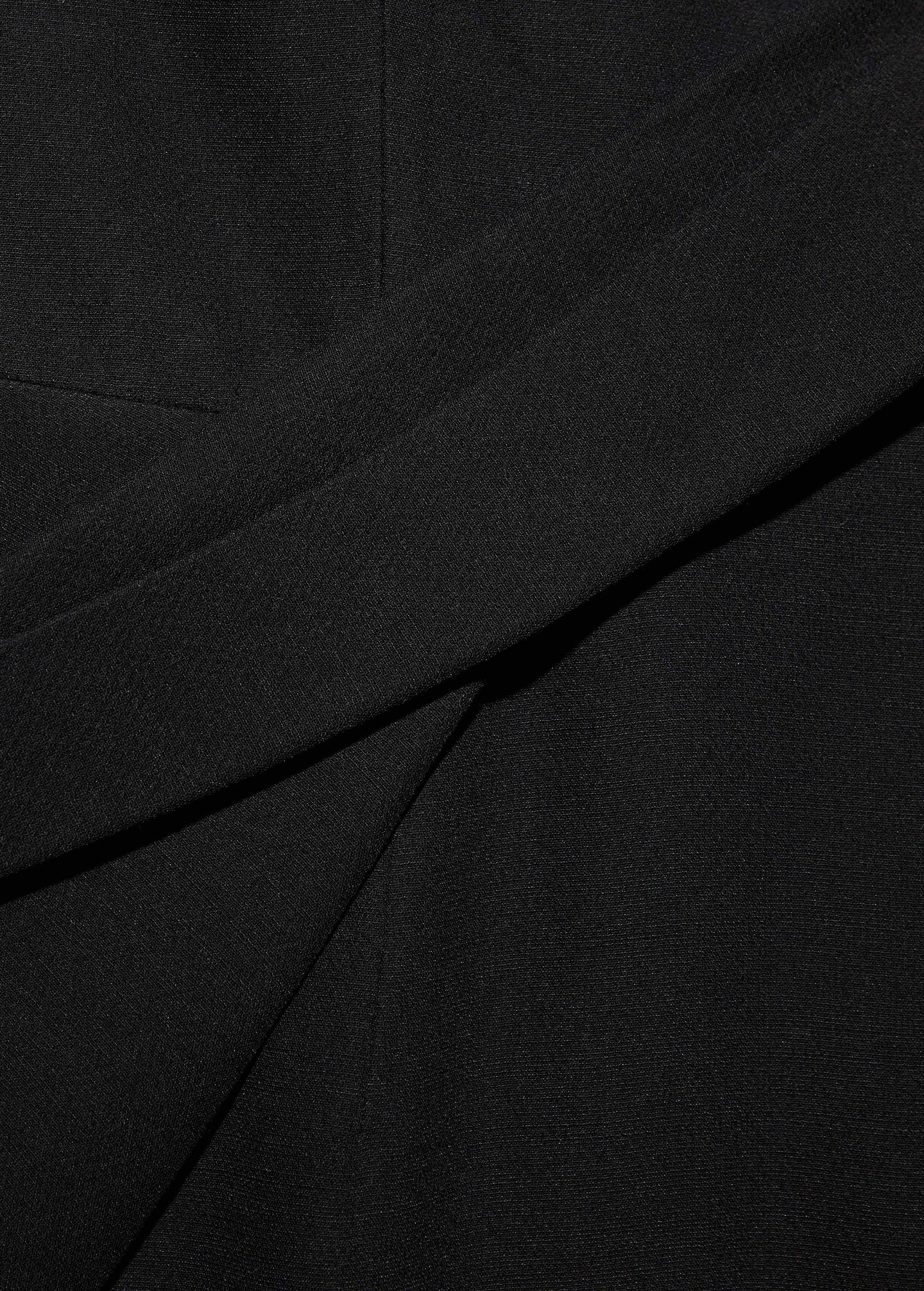 Cap Sleeve Silk Wool Midi Dress in Black