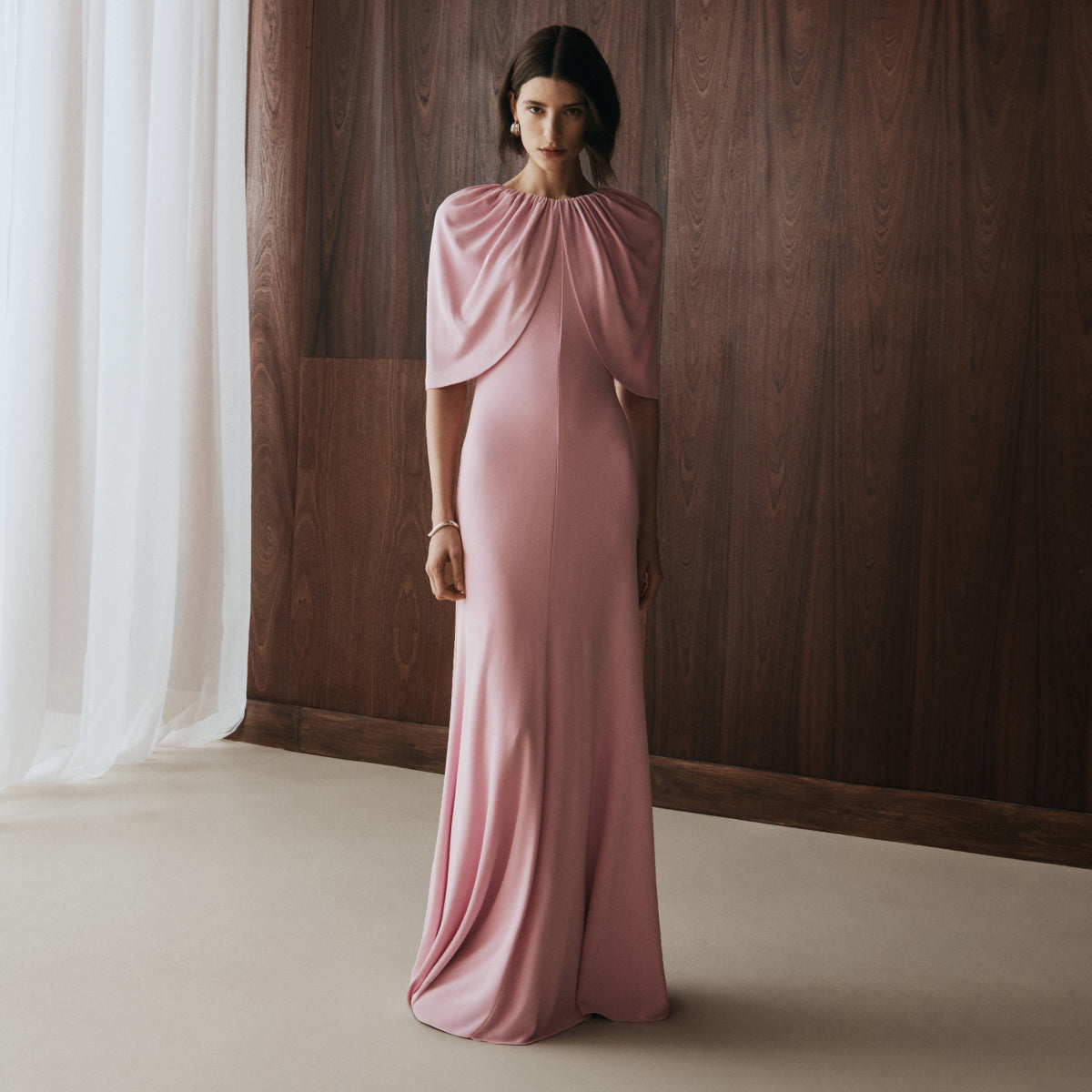 Silk Jacquard Midi Dress in Lilac – Roland Mouret