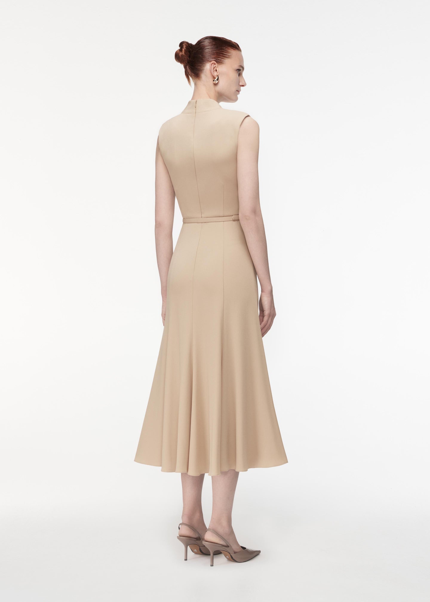 Satin Crepe Midi Dress in Taupe Roland Mouret Satin Crepe Midi Dress in Taupe Roland Mouret
