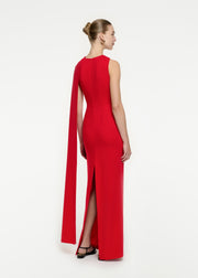 Asymmetric Stretch Cady Maxi Dress in Red – Roland Mouret