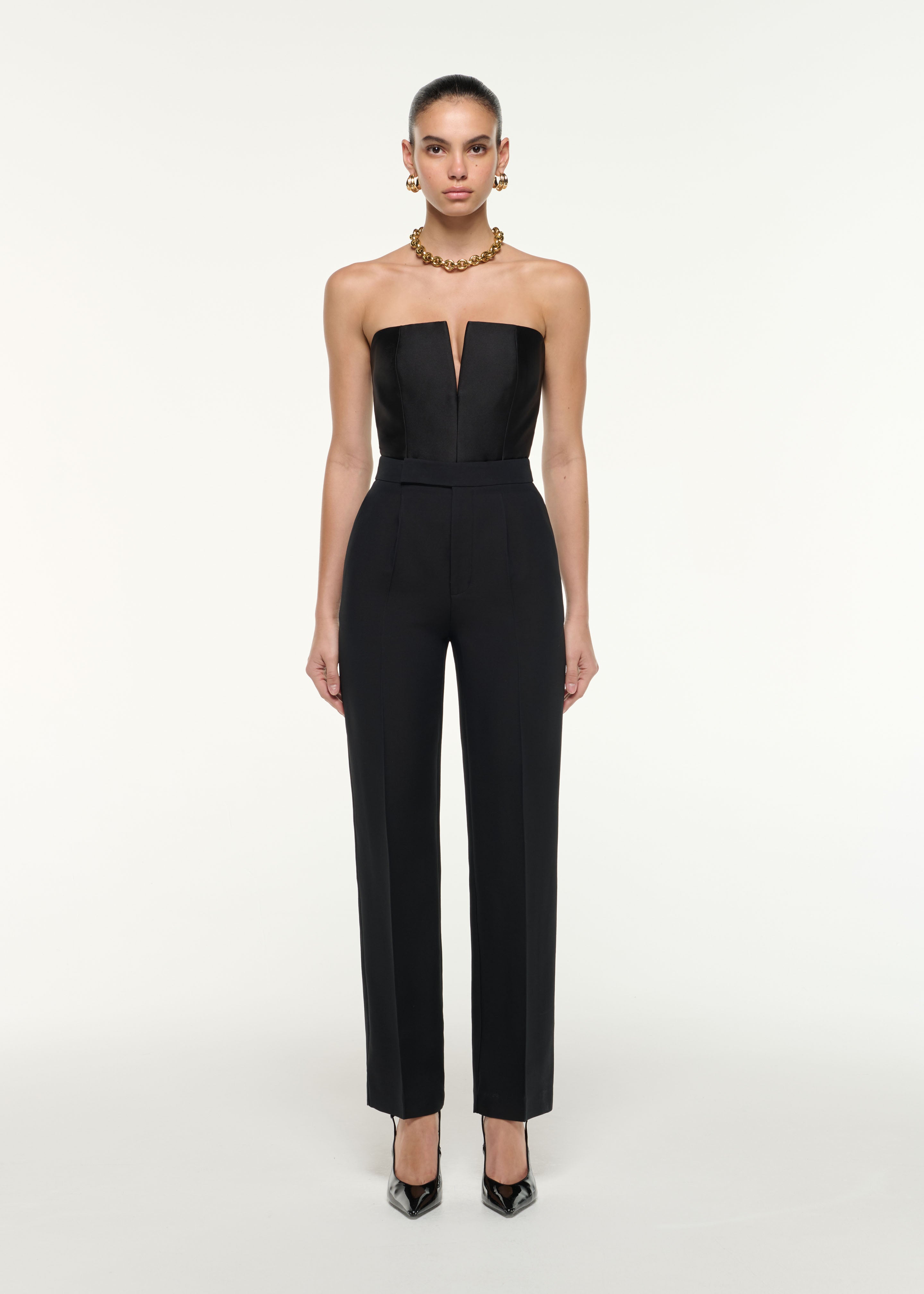 Straight Cut Wool Silk Trouser in Black – Roland Mouret