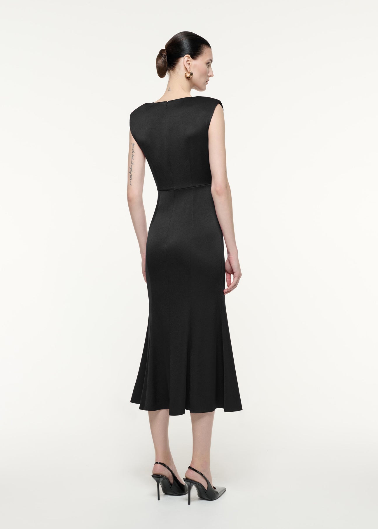 ROLAND MOURET SS24 Size 10 Monochrome Black White Polyester Blend Color Block Long Sleeve Midi Dress main image 1