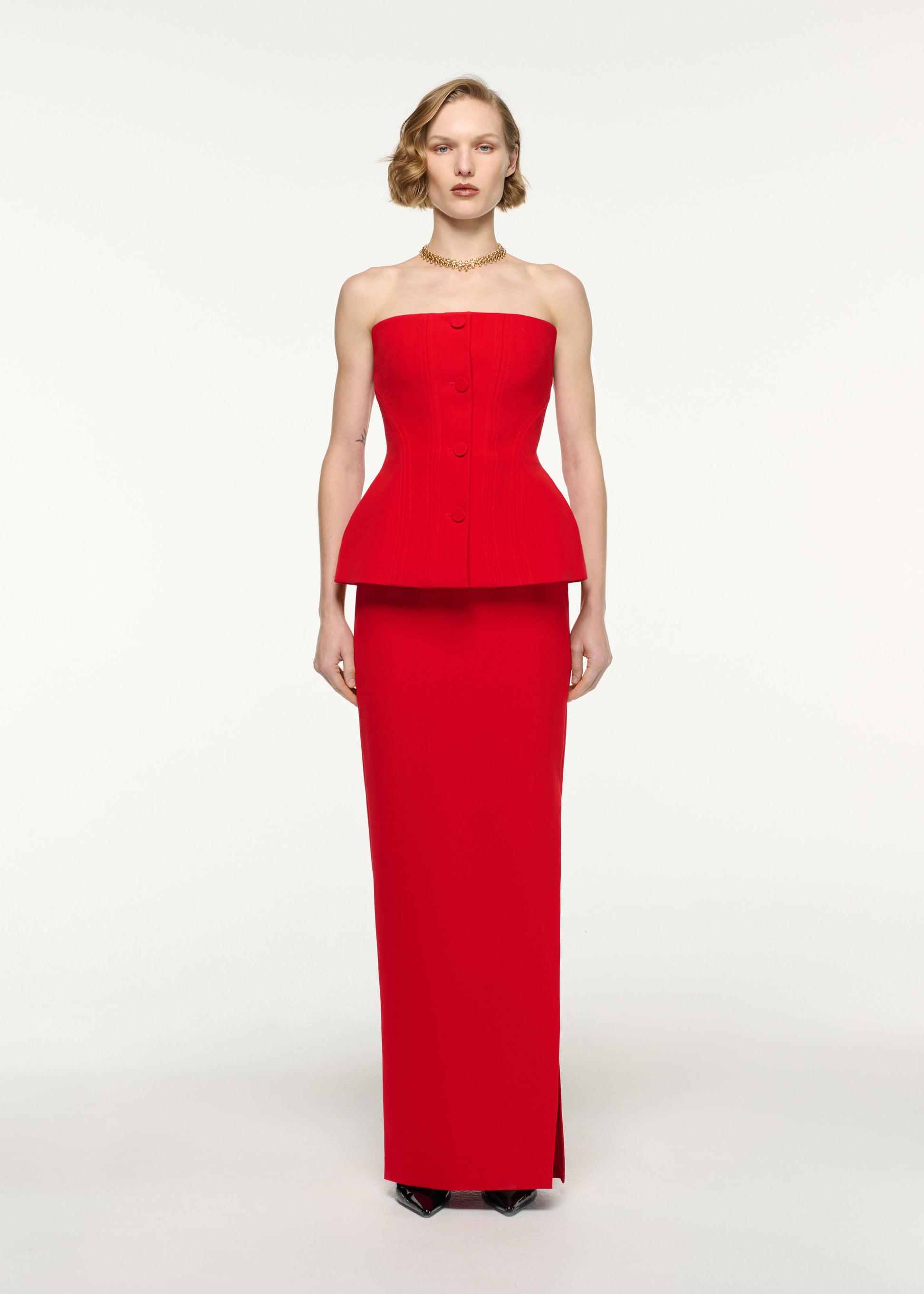 Strapless Tailored Crepe Gown