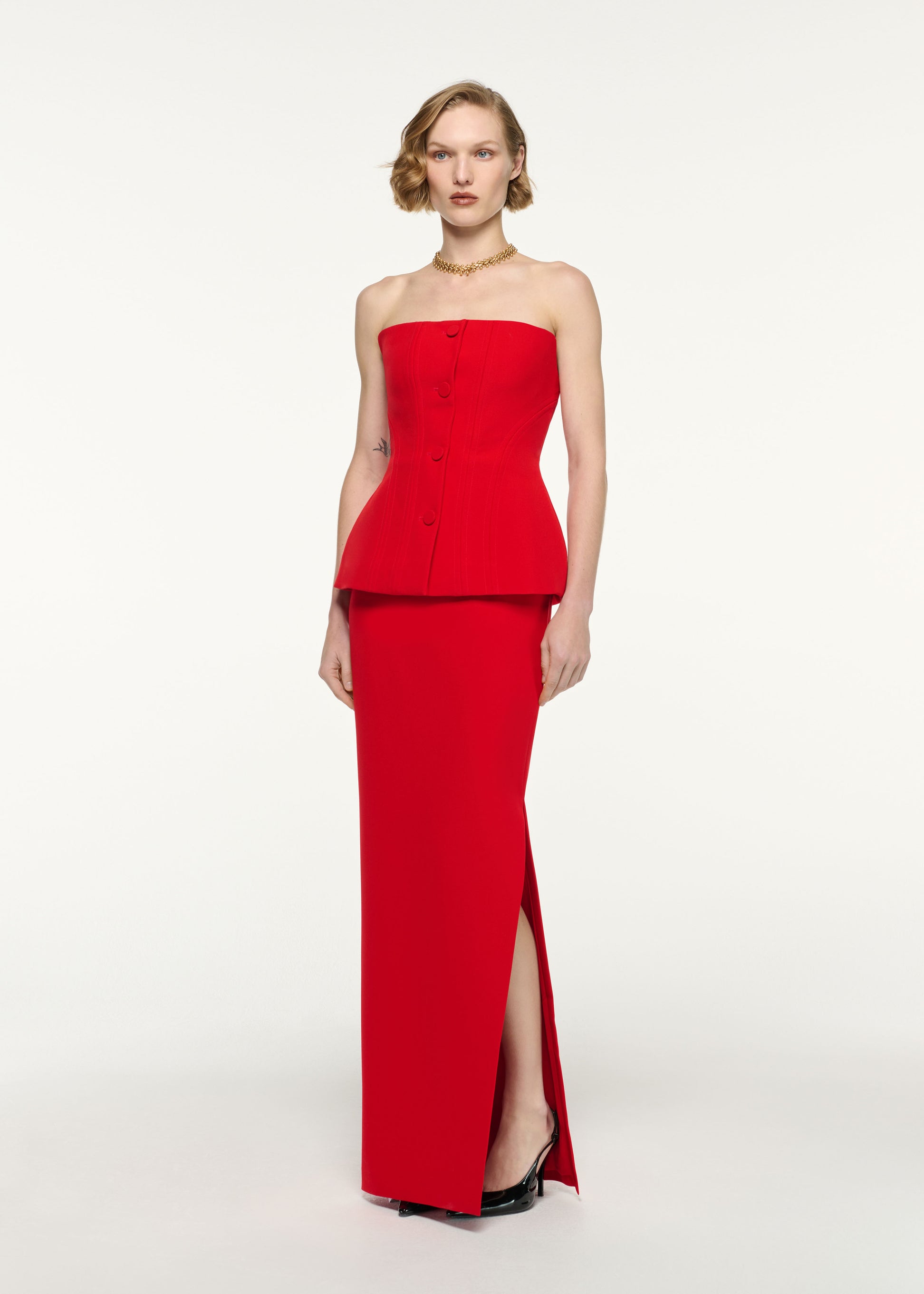 Strapless Tailored Crepe Gown