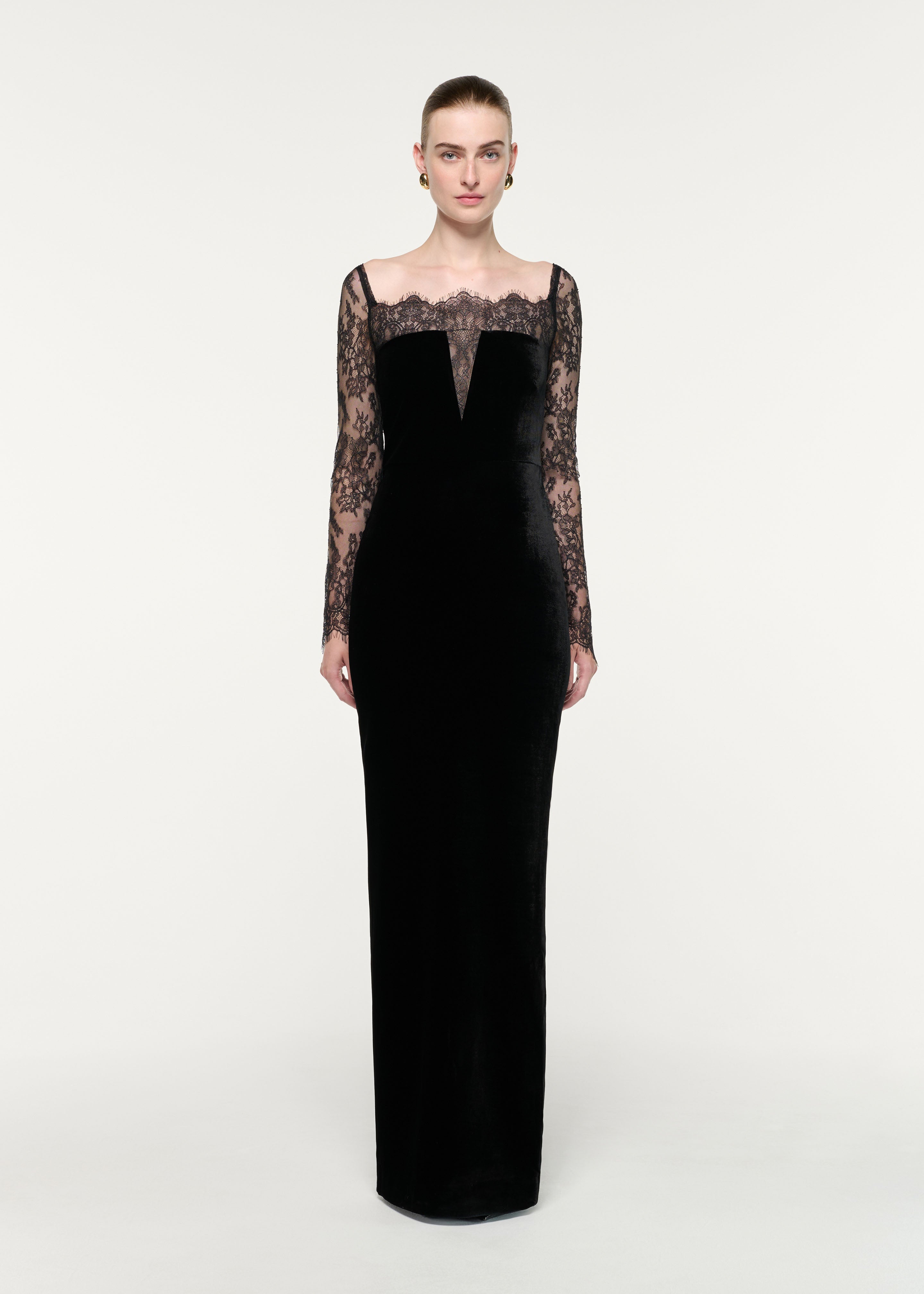 Lace Insert Scuba Velvet Dress Black – Roland Mouret