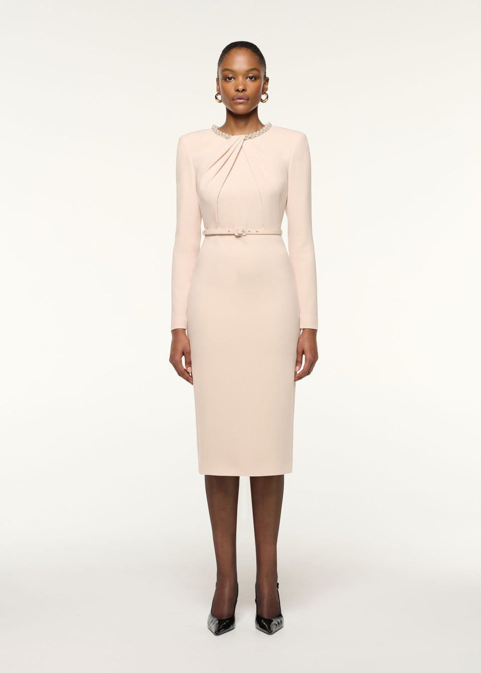 Asymmetric Twist Drape Midi Dress Pink Roland Mouret Asymmetric Twist Drape Midi Dress Pink Roland Mouret