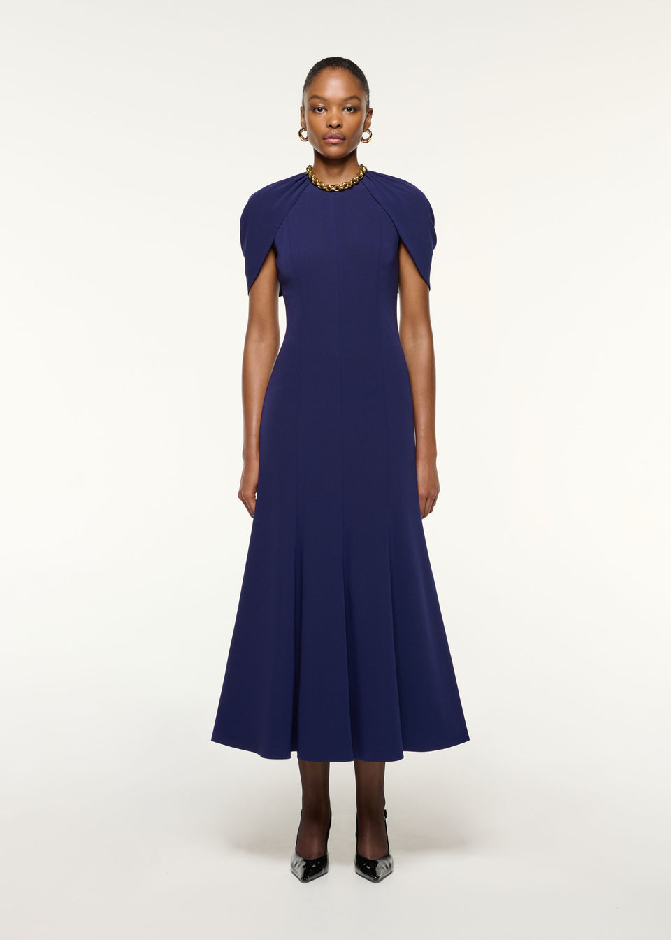 knee length dresses for ladies Veronica Beard Charissa Stretch-Cotton Midi Dress | Black main image 1