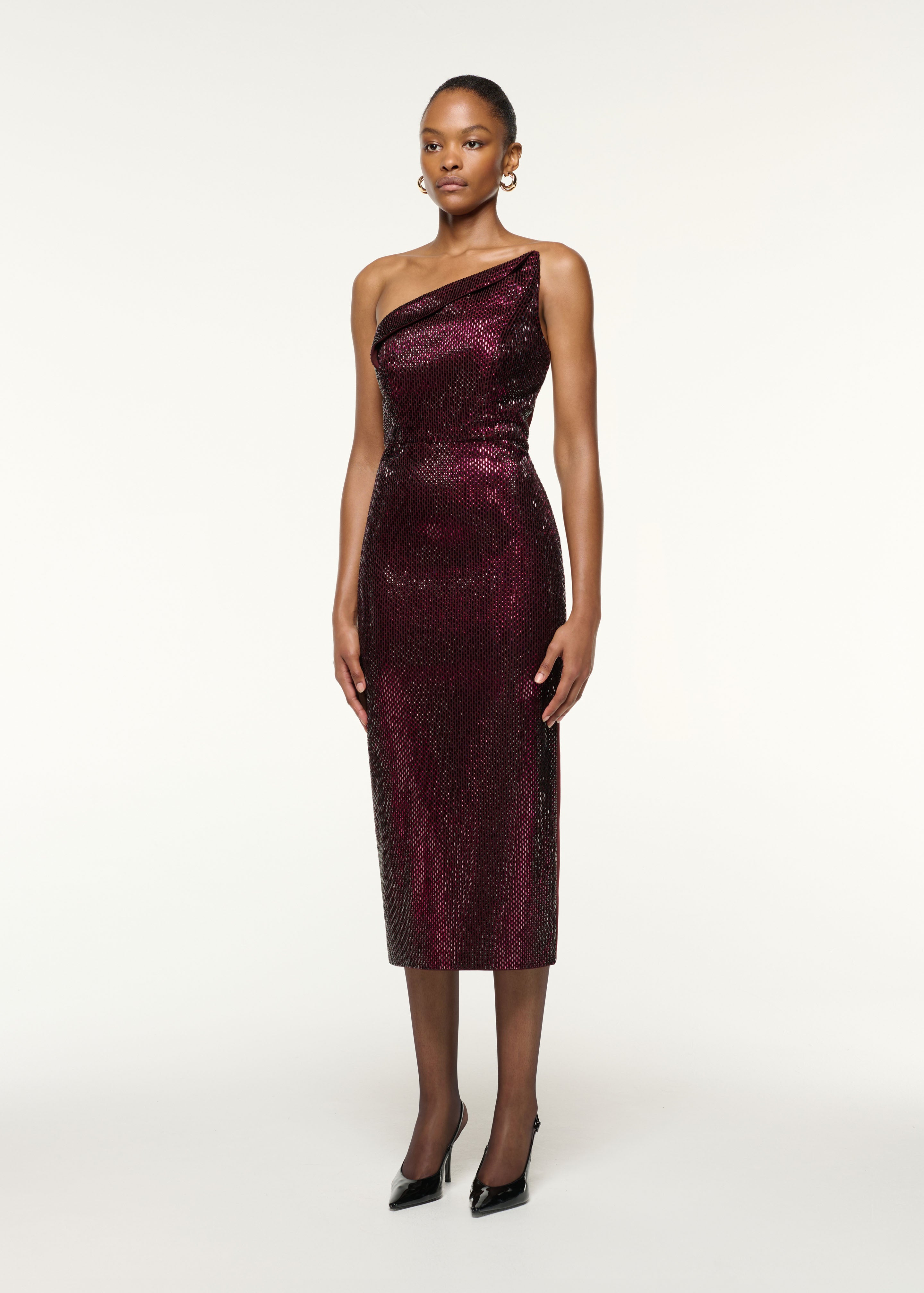 スーツ・フォーマル・ドレス KnuthMarf back open sheer dress Asymmetrical Fold Diamante Cocktail Dress Mulberry – Roland Mouret
