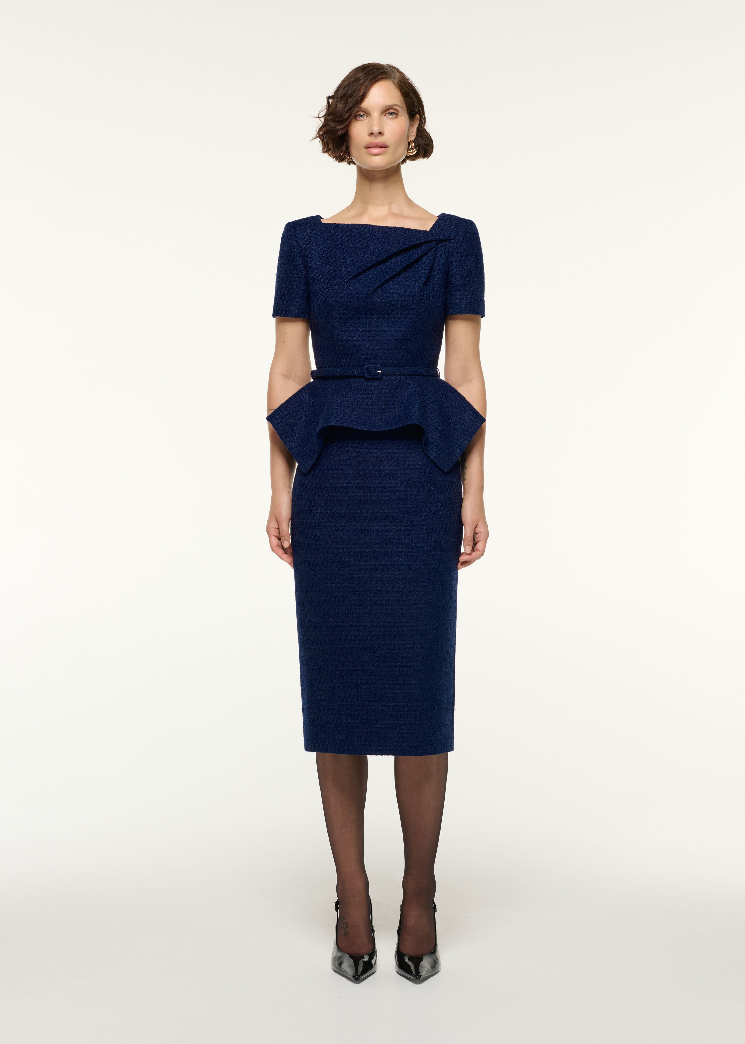 Audire Cheer up peplum dress (Navy) 【公式通販】