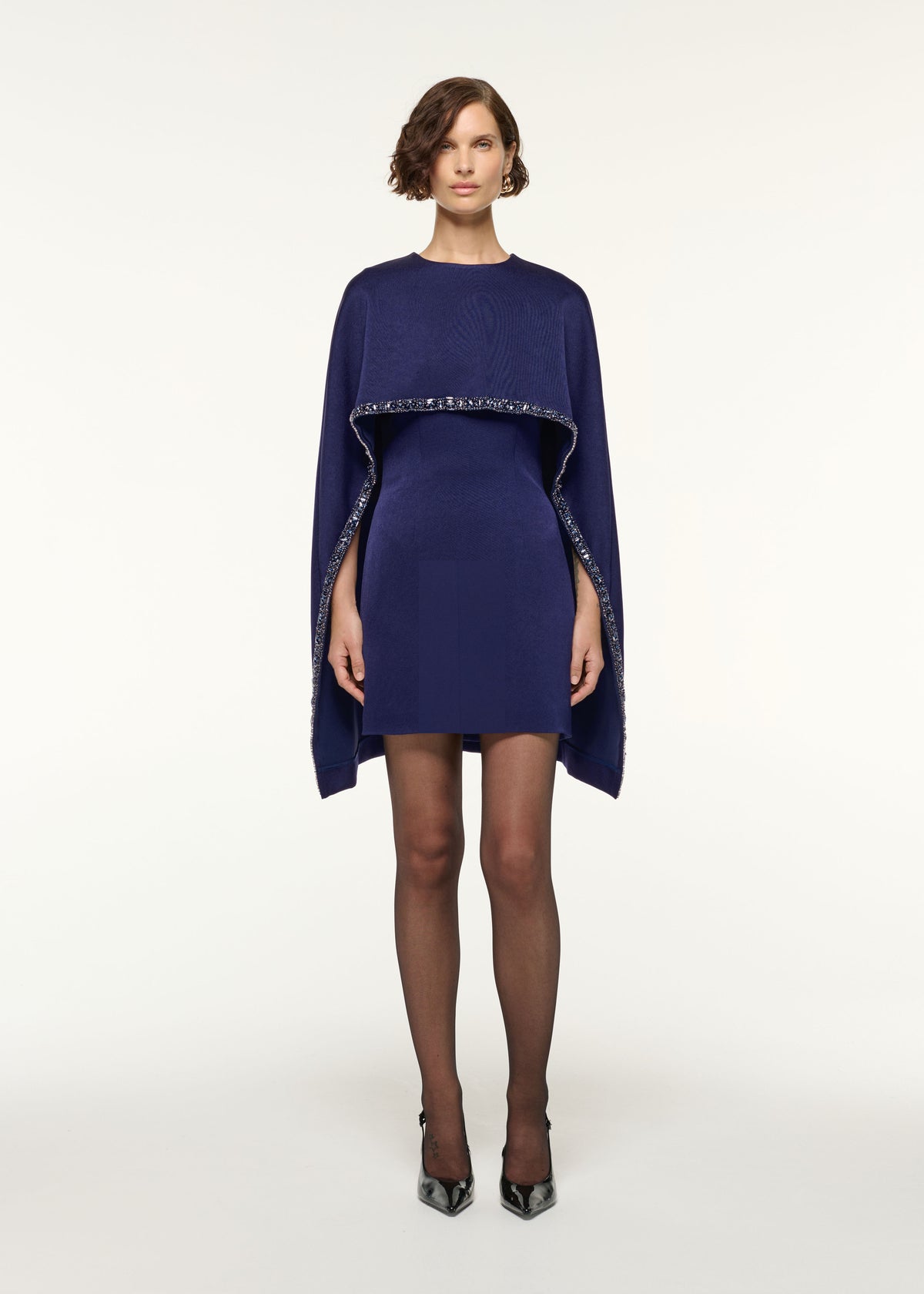 princess polly baby blue dress 10402 Navy and white print dress with plain navy cape – Bridal & Ball New  Zealand main image 0