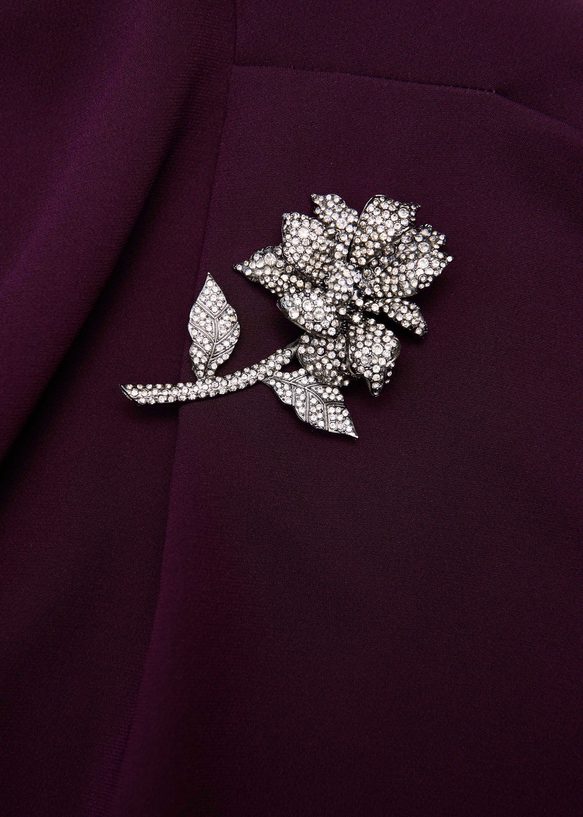 Flower Brooch Cady Midi Dress
