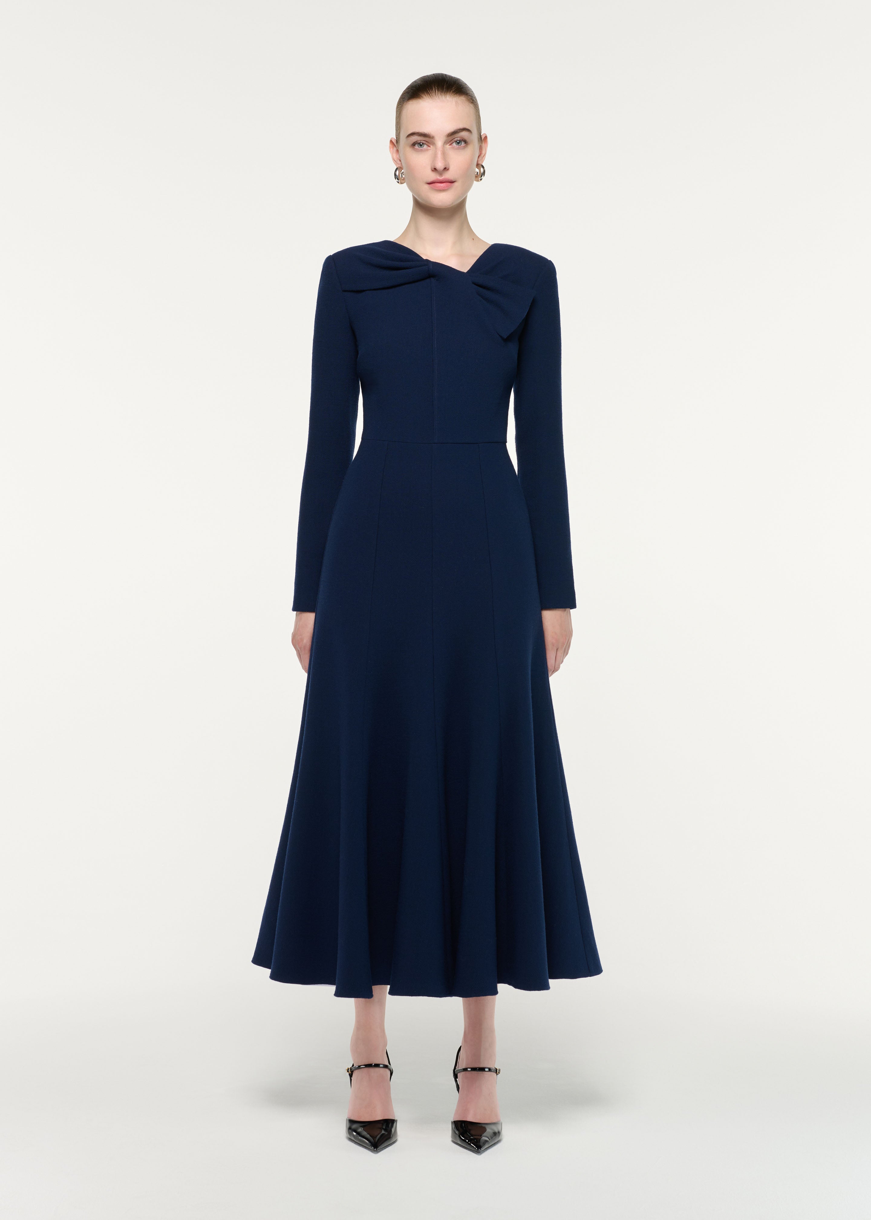 Collared Crepe Column Midi Dress Aqua – Roland Mouret