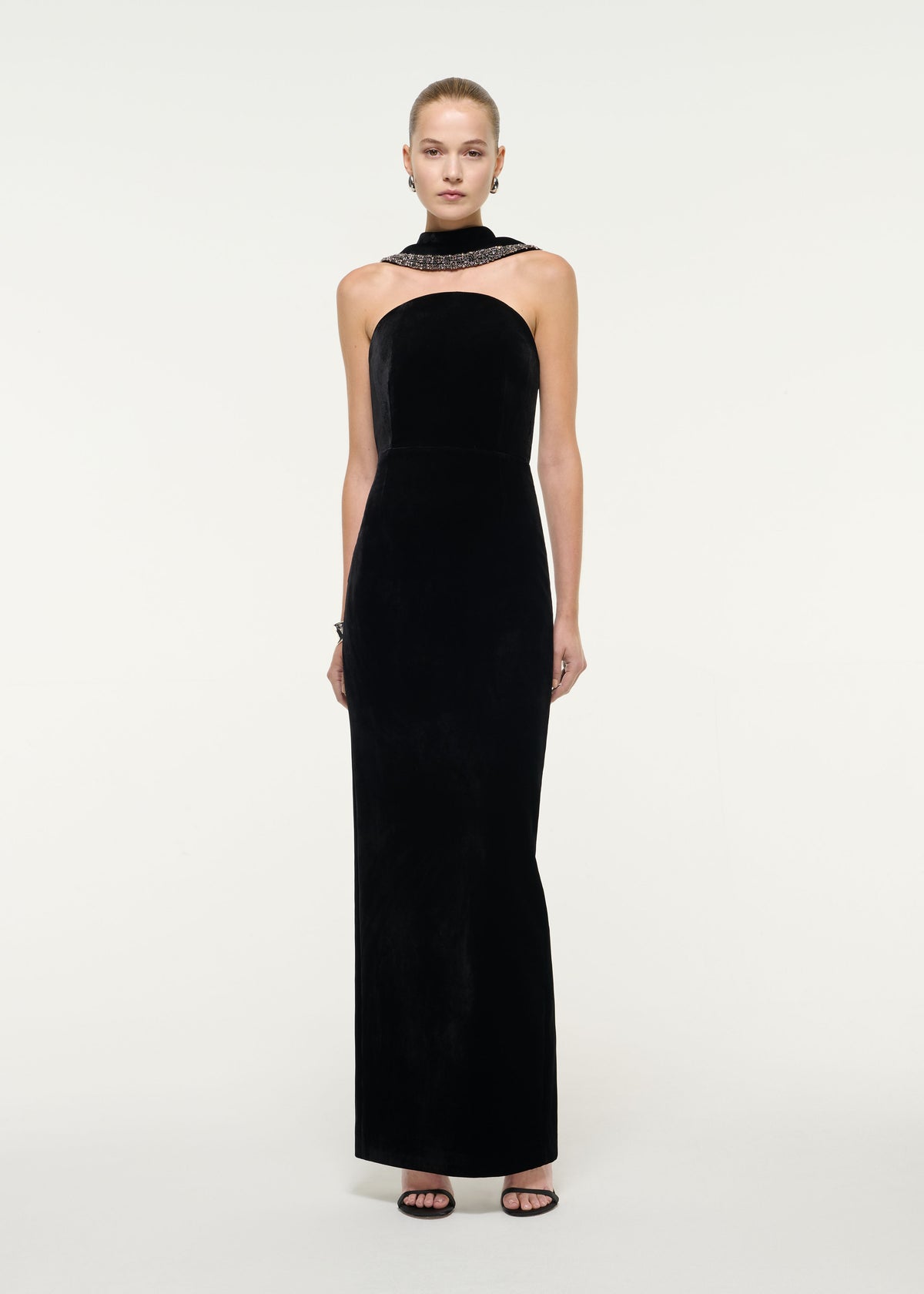 Scarf Detail Velvet Moon Gown