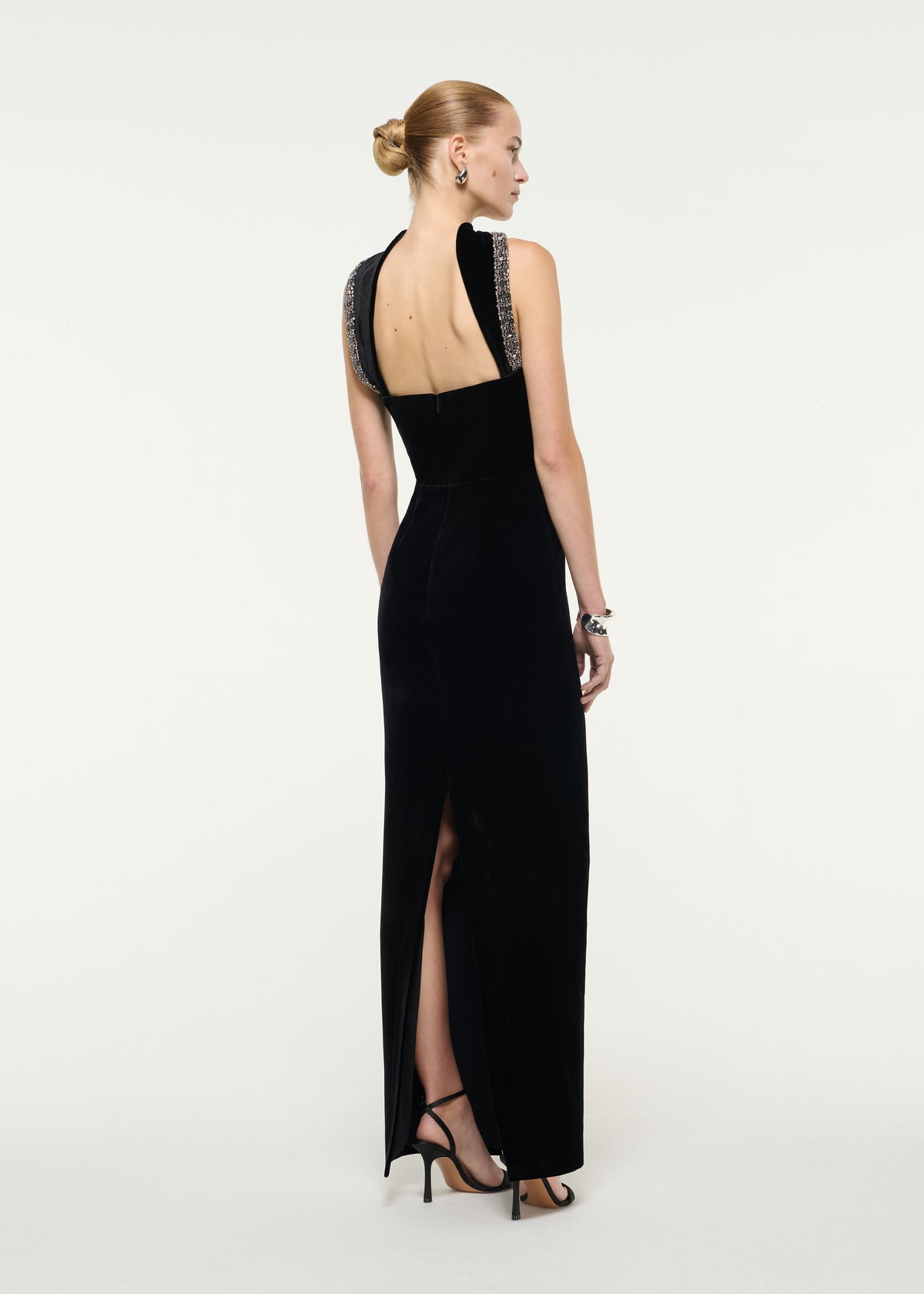 Scarf Detail Velvet Moon Gown