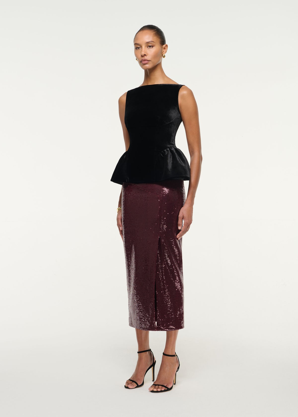 Peplum Hem Velvet Top