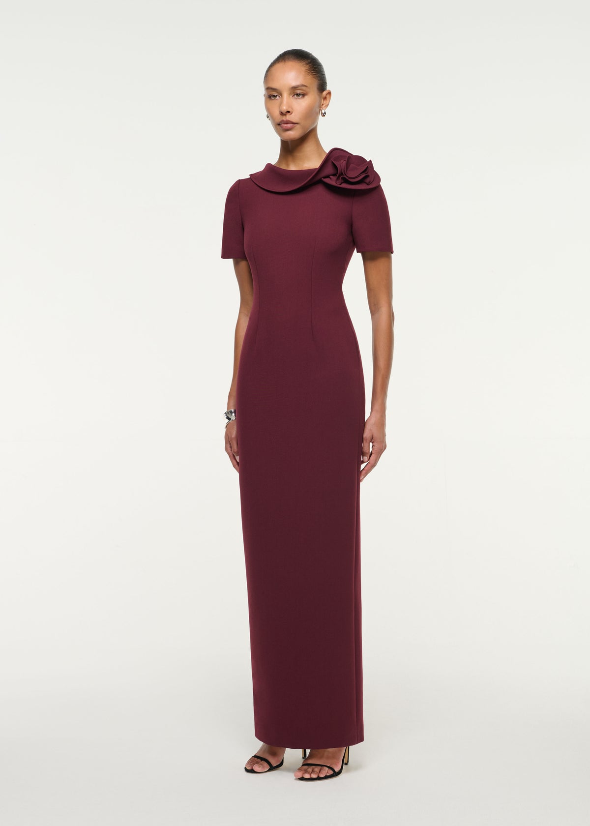 Flower Drape Crepe Gown