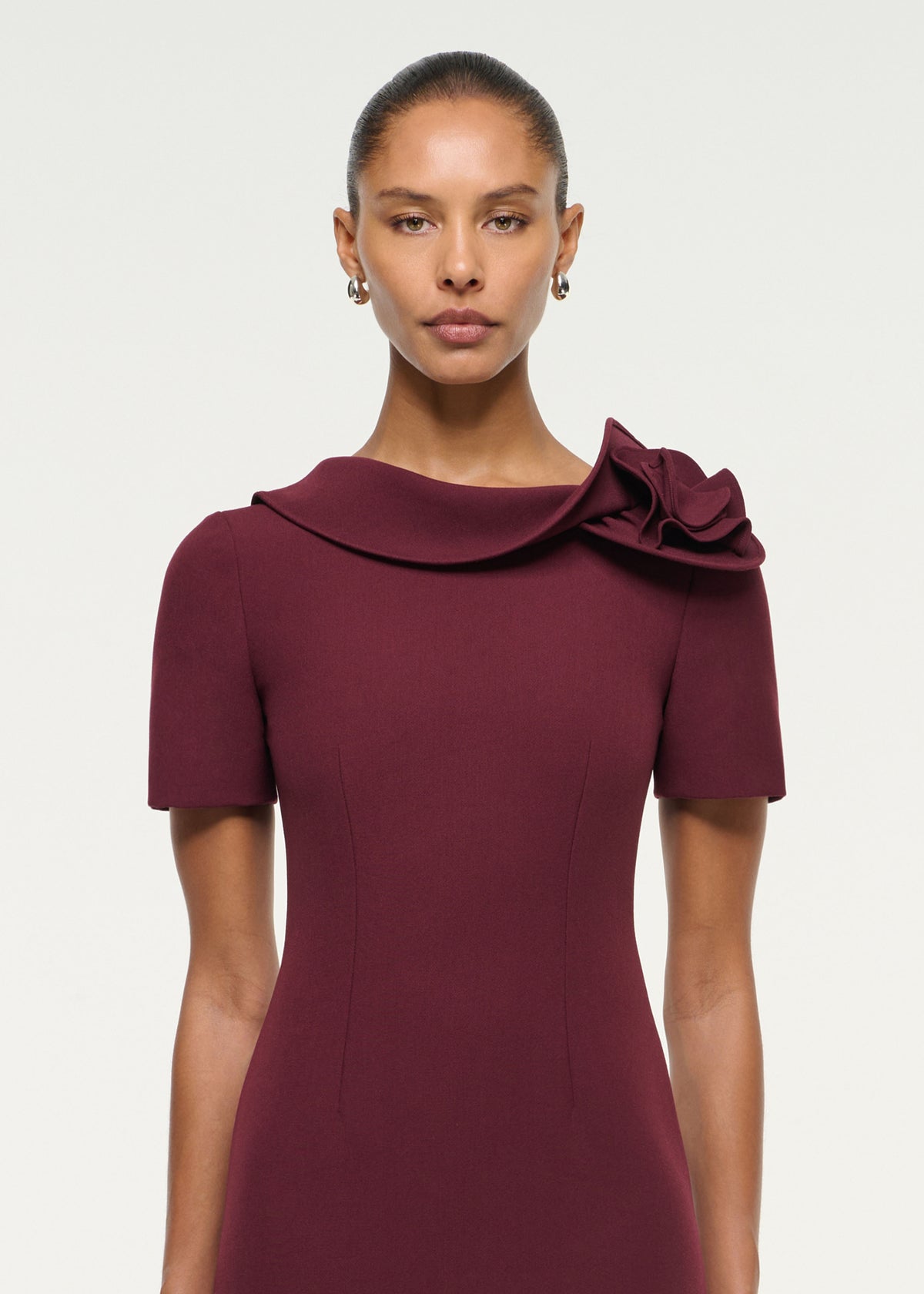 Flower Drape Crepe Gown
