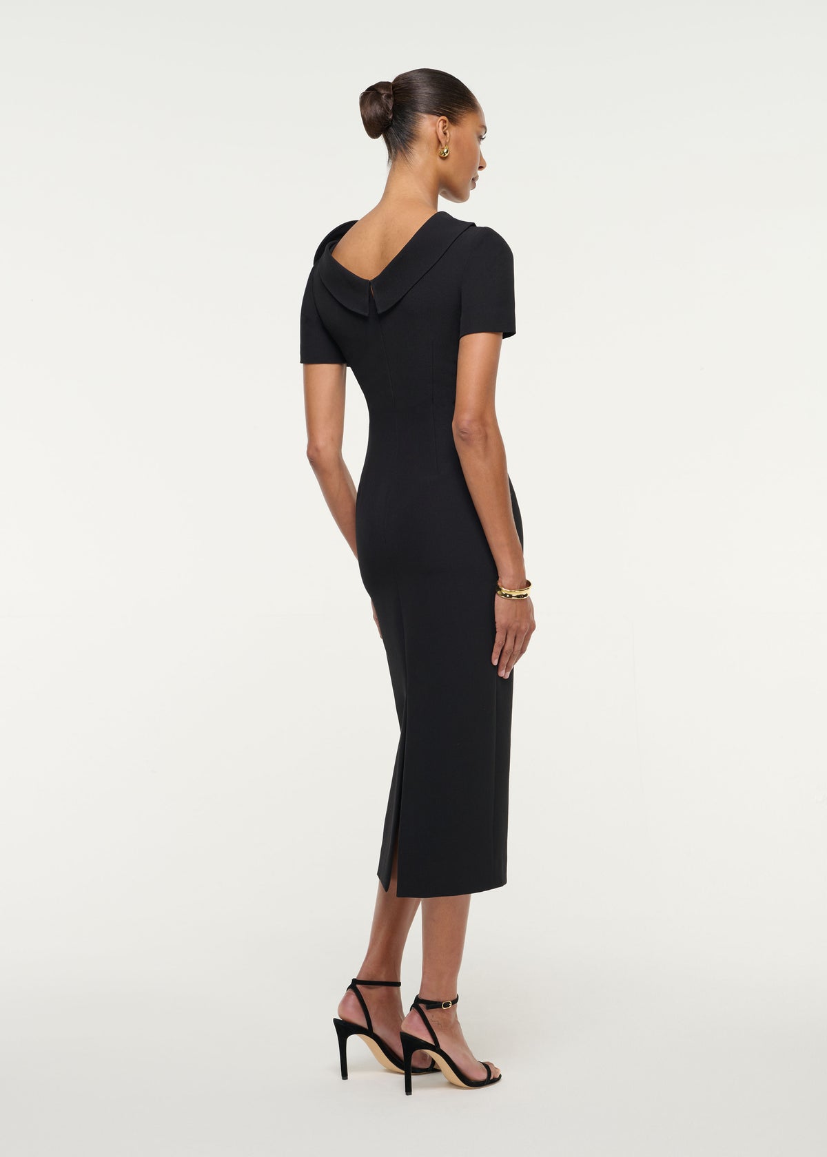 Flower Drape Crepe Midi Dress