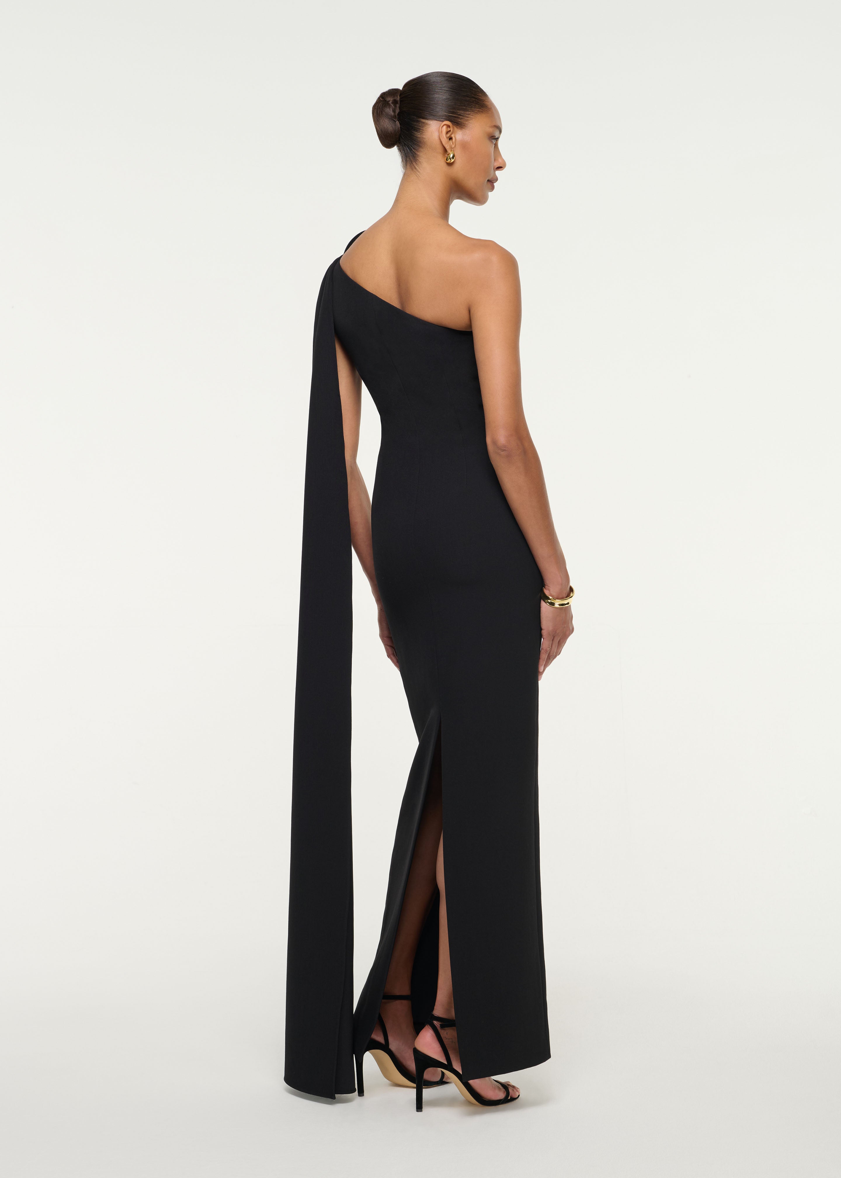 One Shoulder Flower Drape Crepe Gown | Roland Mouret