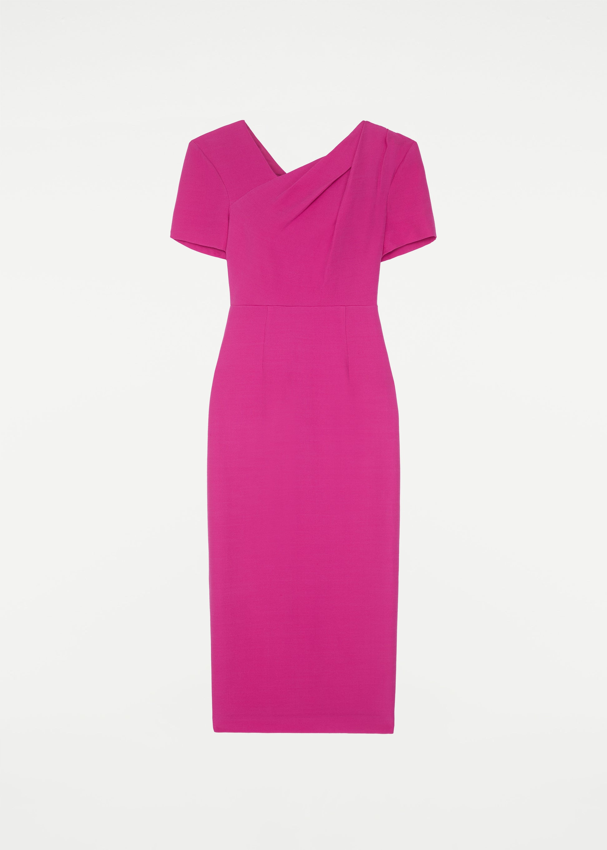 short sleeve silk wool midi dress pink