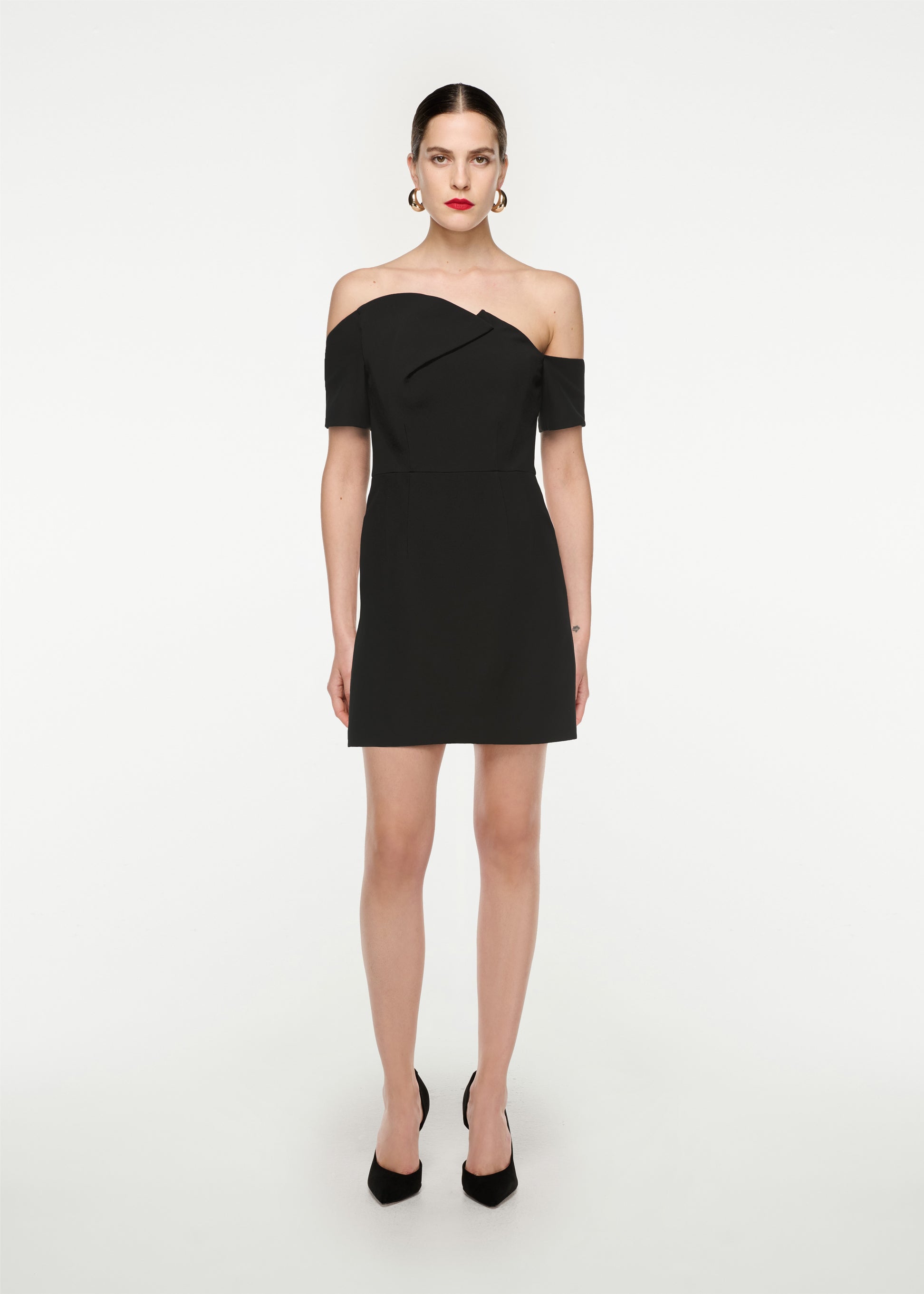 Asymmetric Silk Wool Mini Dress in Black – Roland Mouret
