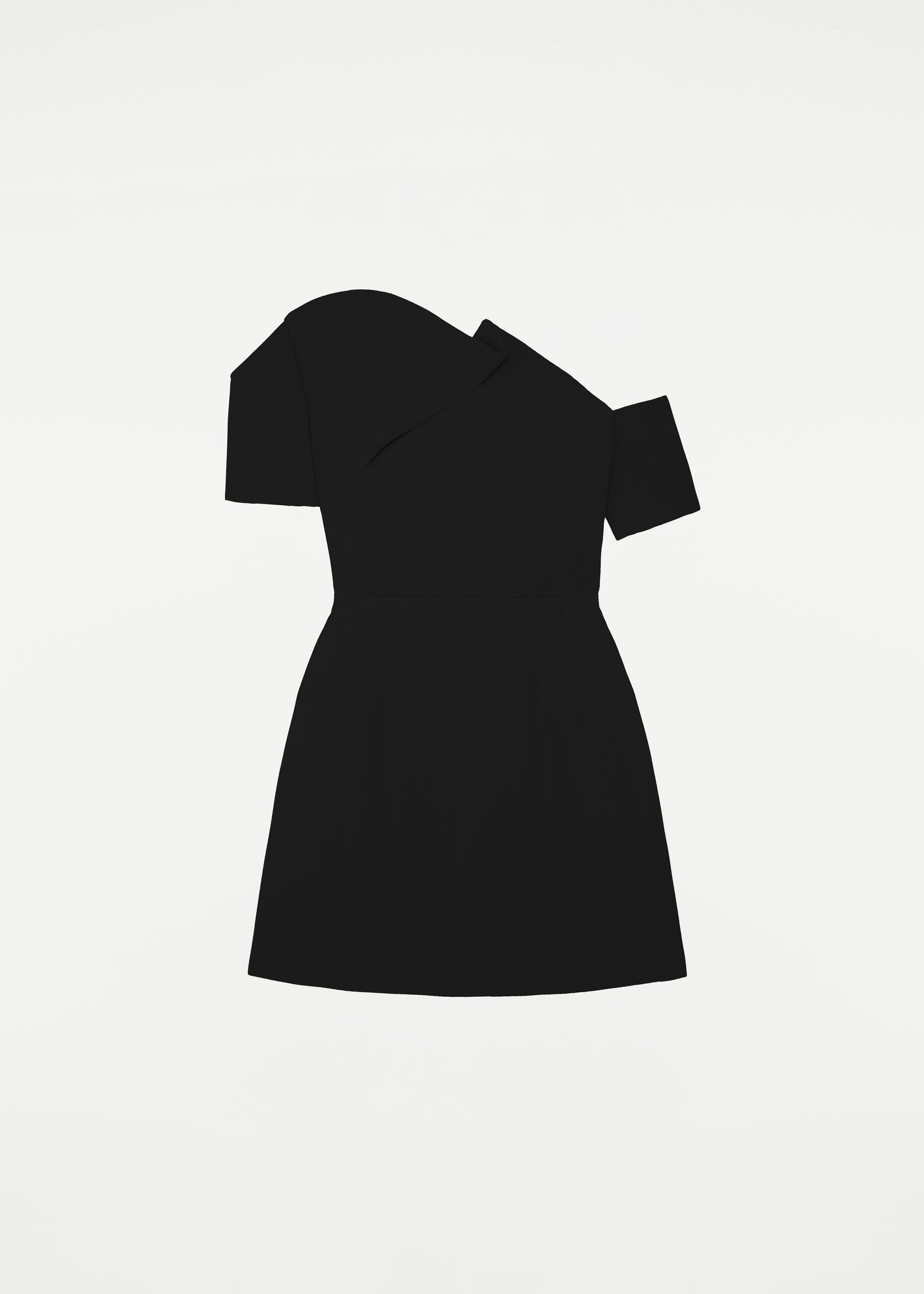 asymmetric silk wool mini dress black