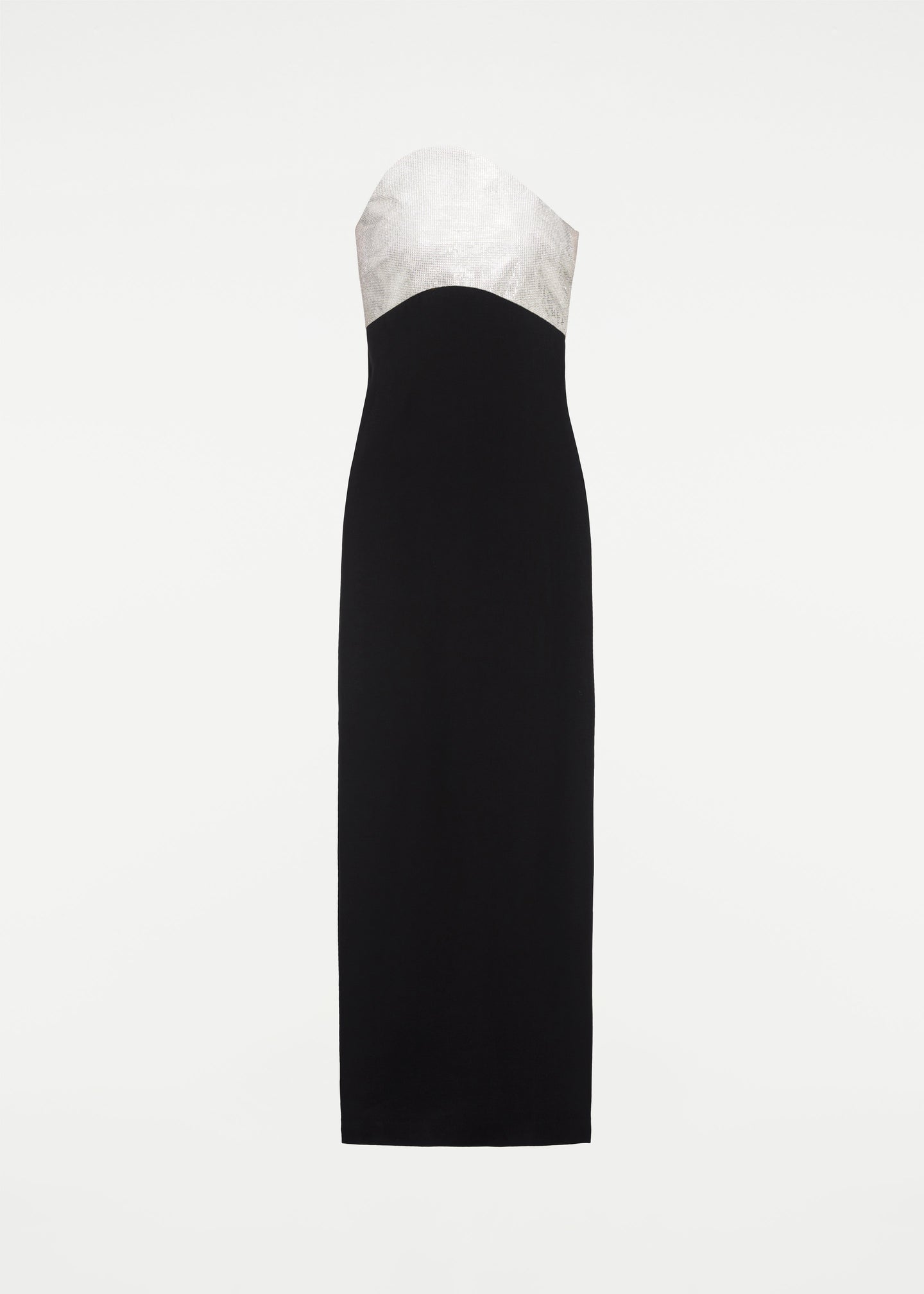 strapless silk wool diamante maxi dress black