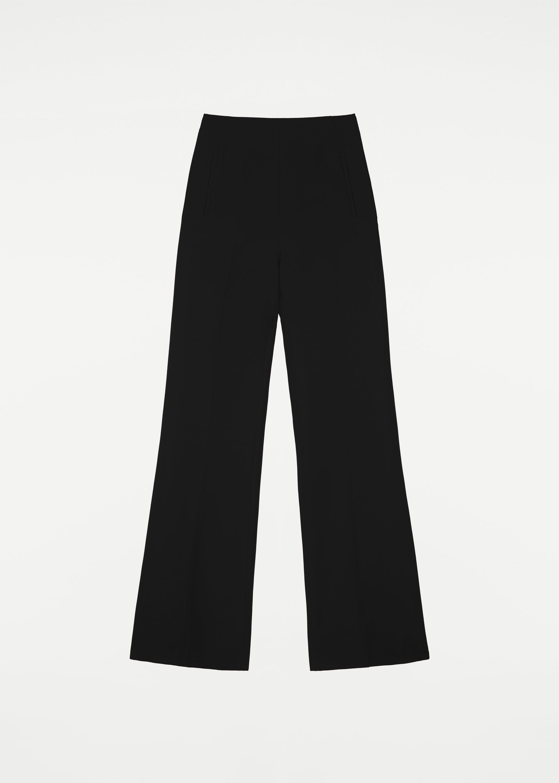 wide leg stretch cady full length trouser black
