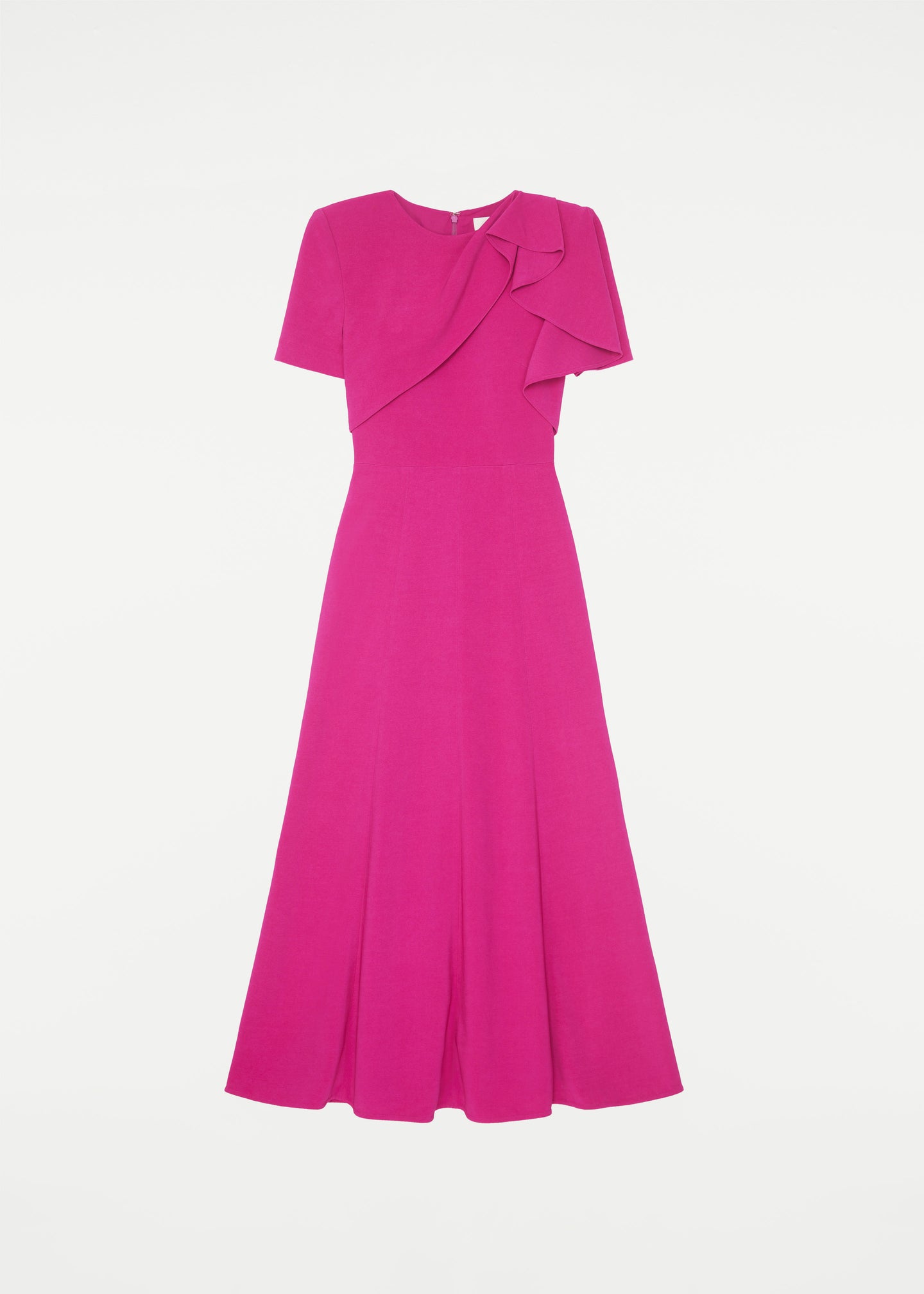 short sleeve stretch cady knot midi dress pink