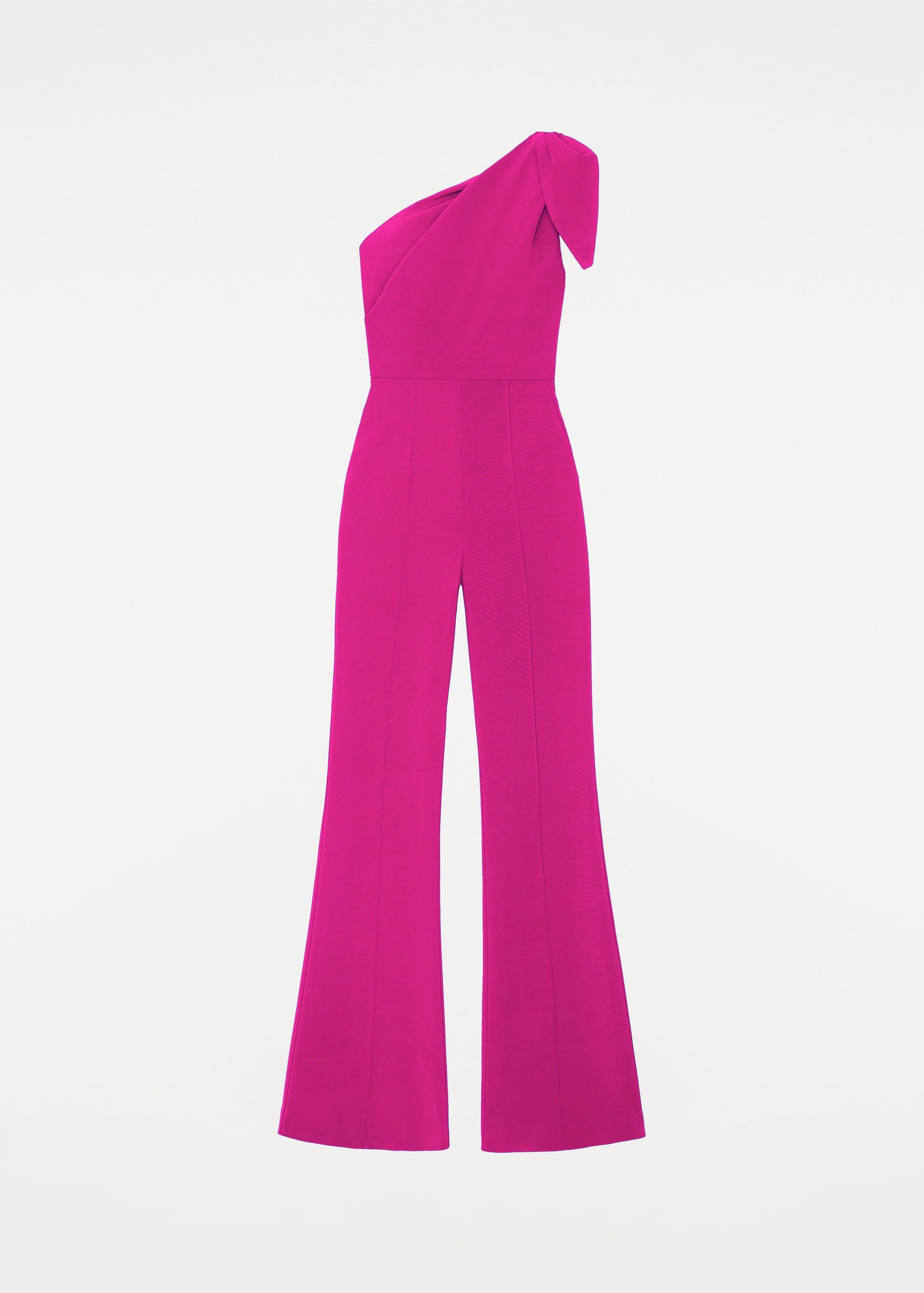 asymmetric off shoulder stretch cady jumpsuit pink