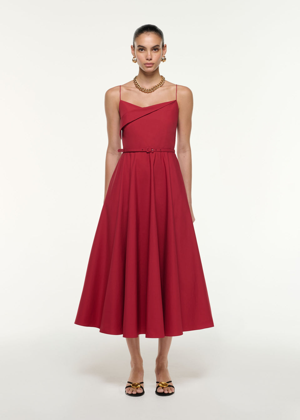 Asymmetrical Neckline Crepe Midi Dress Navy – Roland Mouret