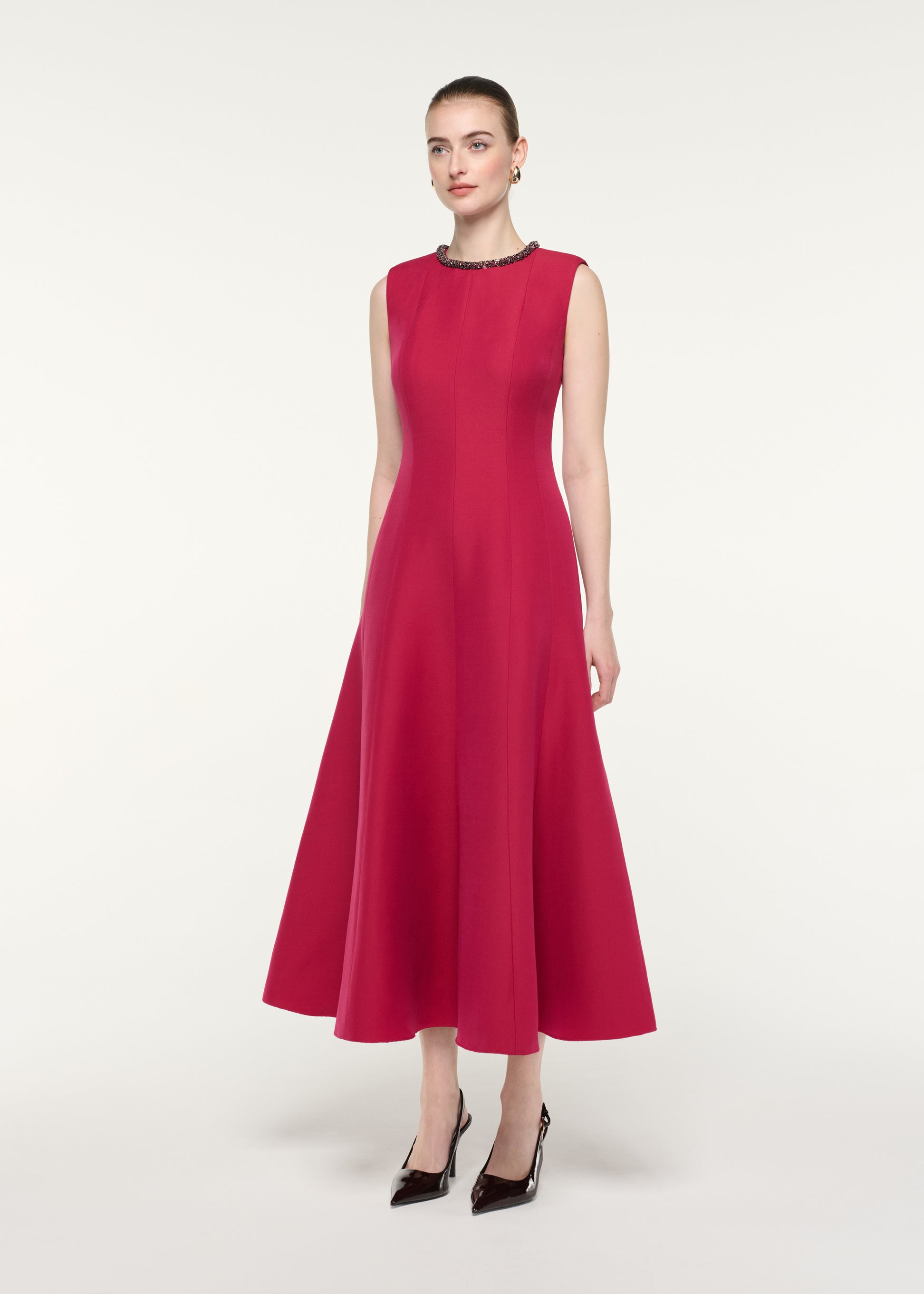Sleeveless Full Skirt Midi Dress