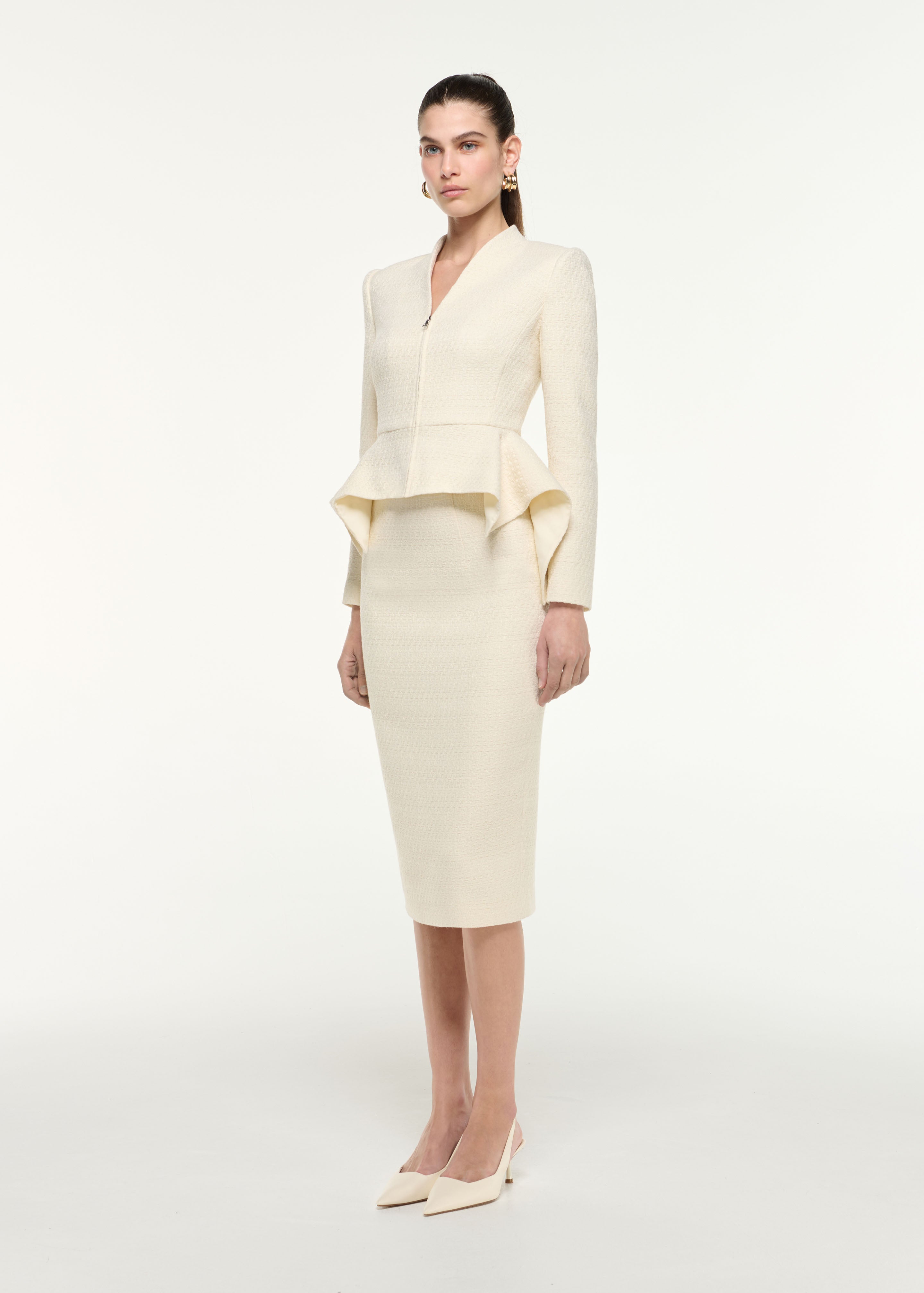 Boucle Peplum Jacket in Cream – Roland Mouret