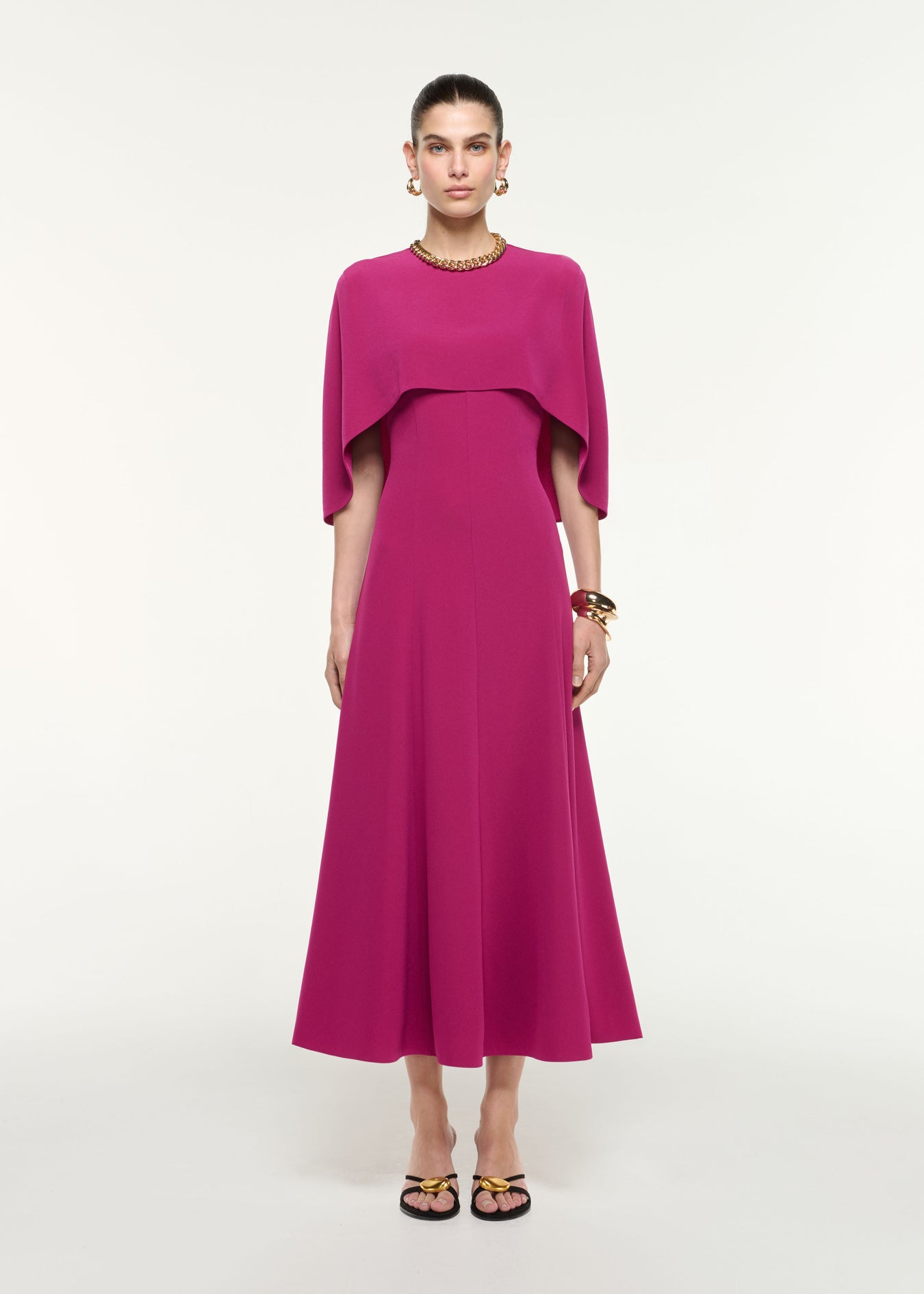 dresses by roland mouret Silk Jacquard Peplum Midi Dress in Cream neckline and has a leg Ardmore Dress by Roland Mouret
