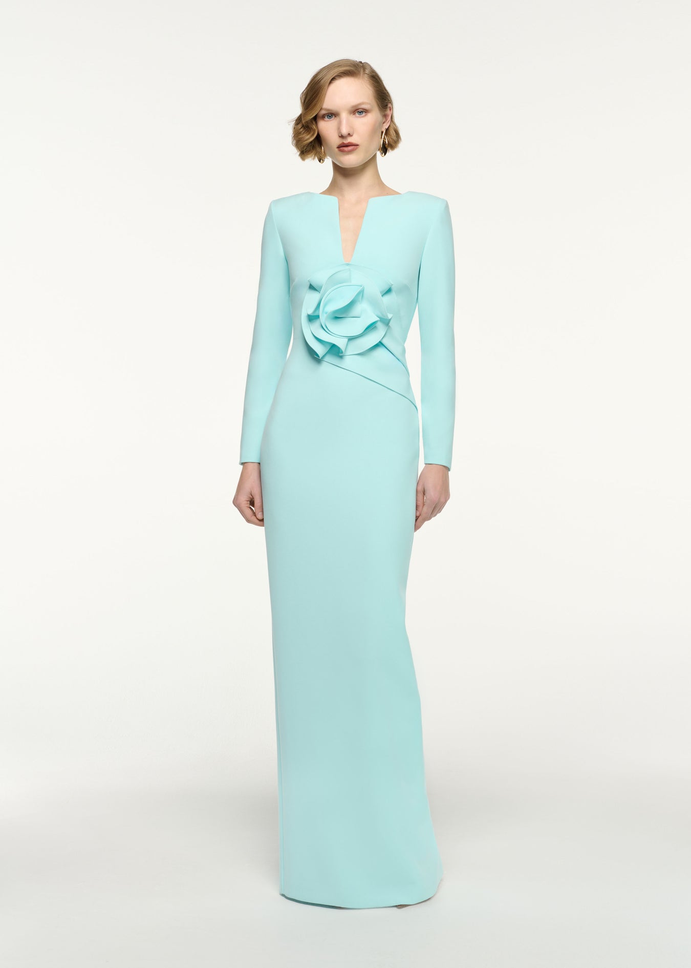 Flower Drape Crepe Gown