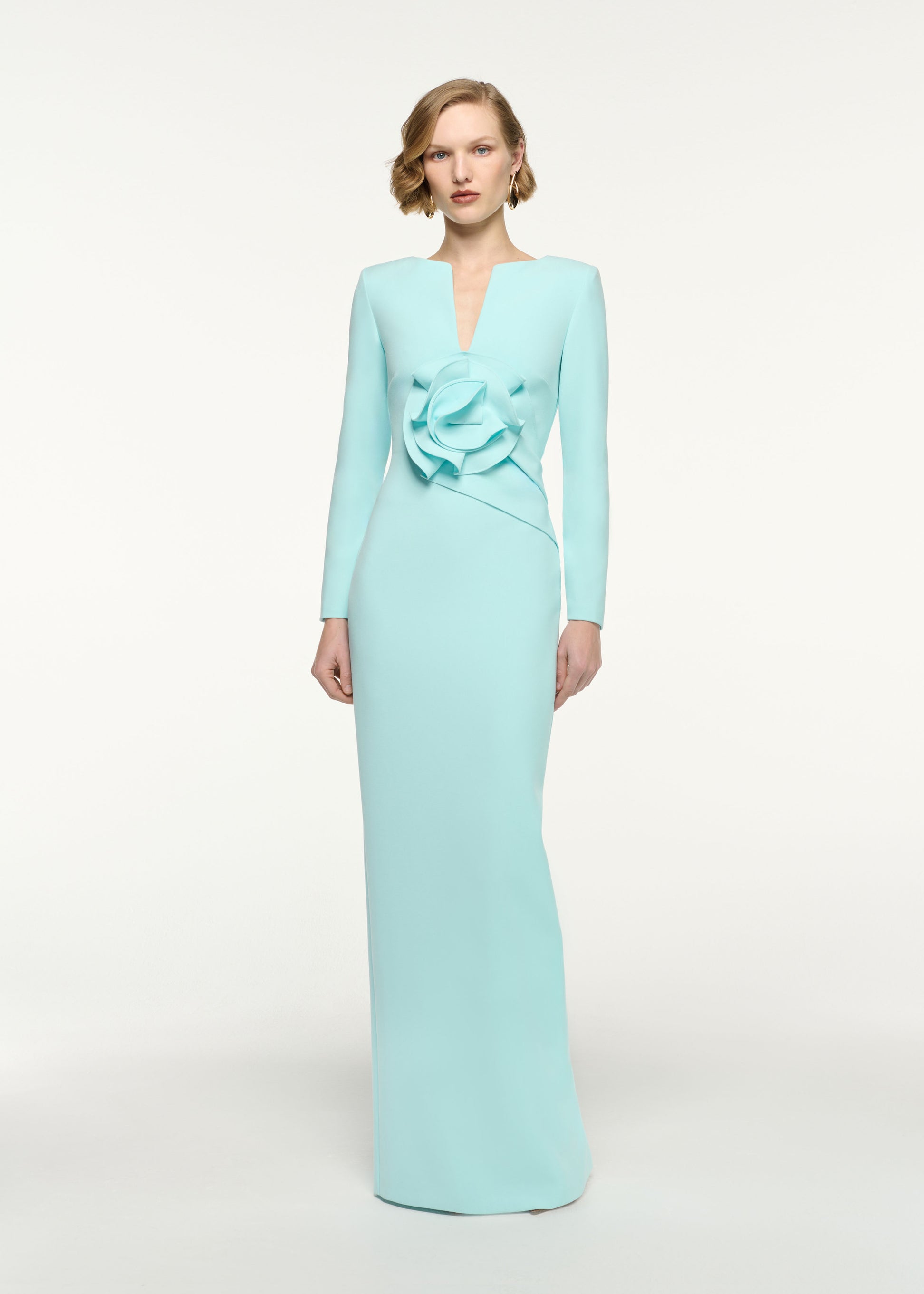 Flower Drape Crepe Gown