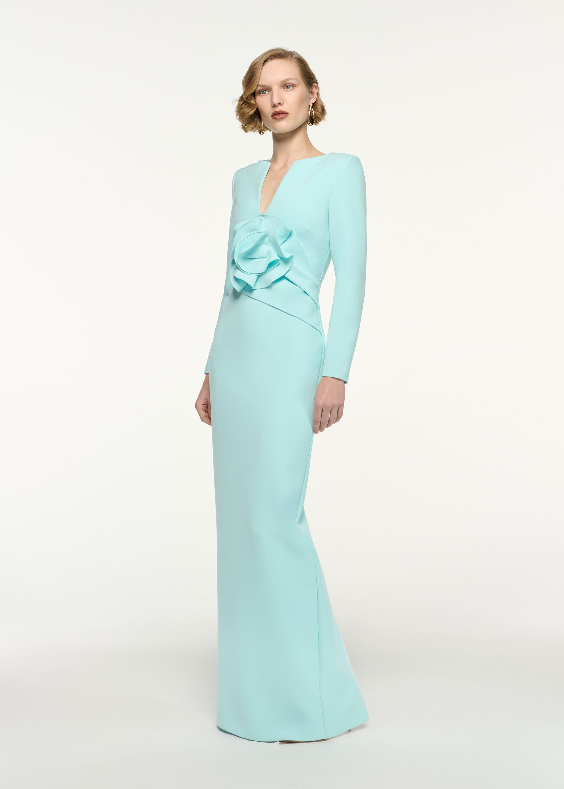 Flower Drape Crepe Gown