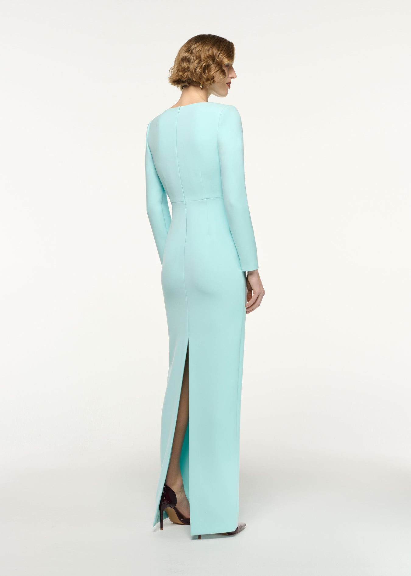 Flower Drape Crepe Gown